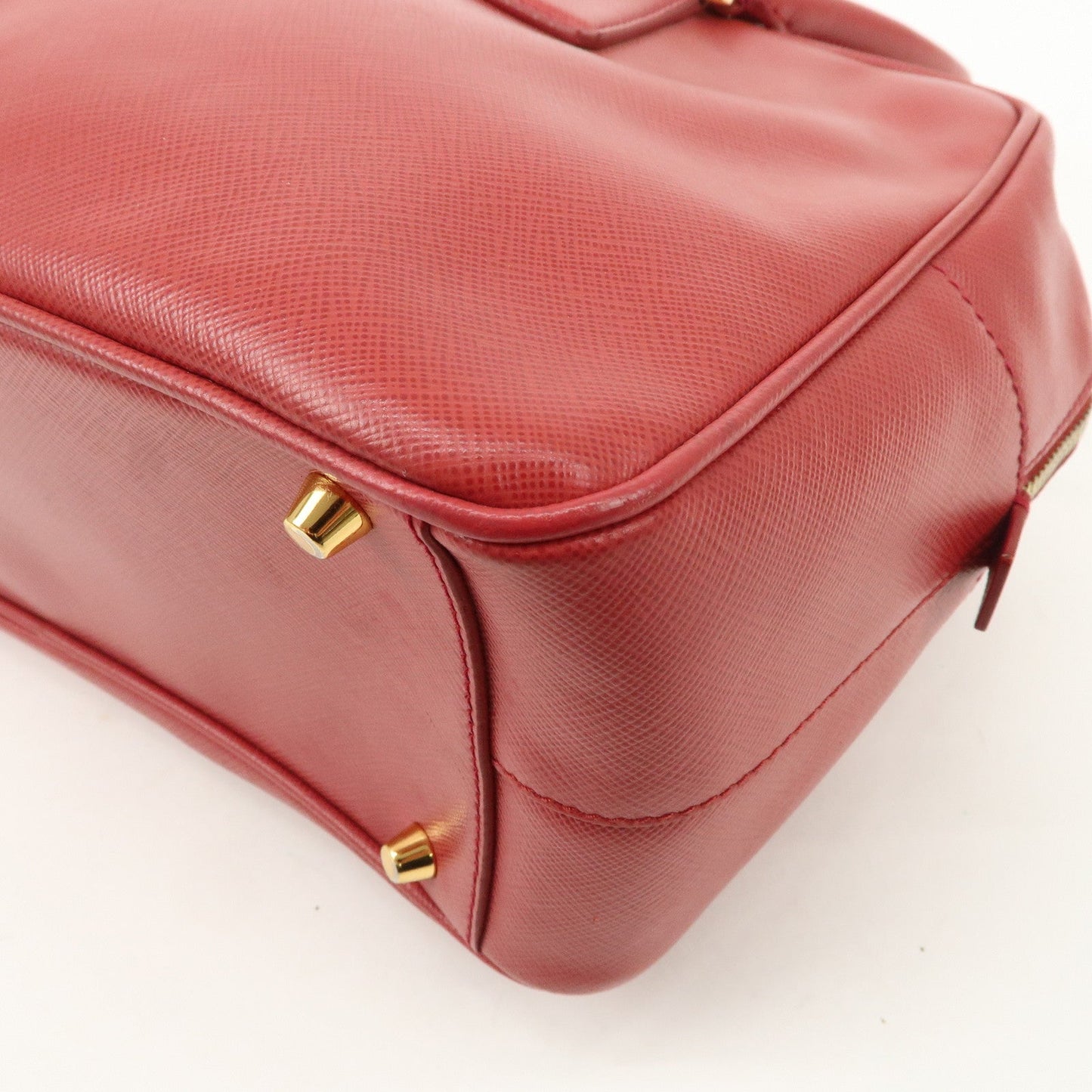Prada Triangle Logo Saffiano Leather Boston Bag Hand Bag Red BL0095 Used【Pre-order】