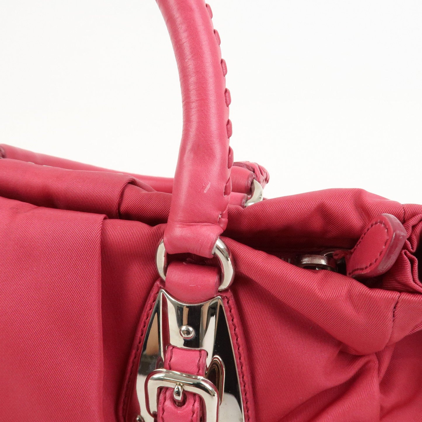 Prada Logo Nylon Leather 2Way Bag Hand Bag Shoulder Bag Pink【Pre-order】