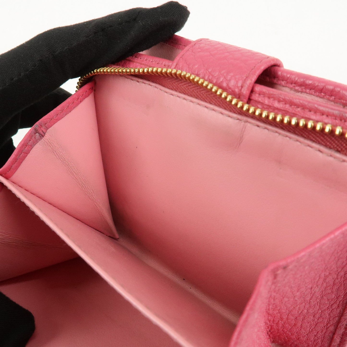 Prada Logo Leather Bi-Fold Wallet Small Wallet Pink 1ML018 Used【Pre-order】