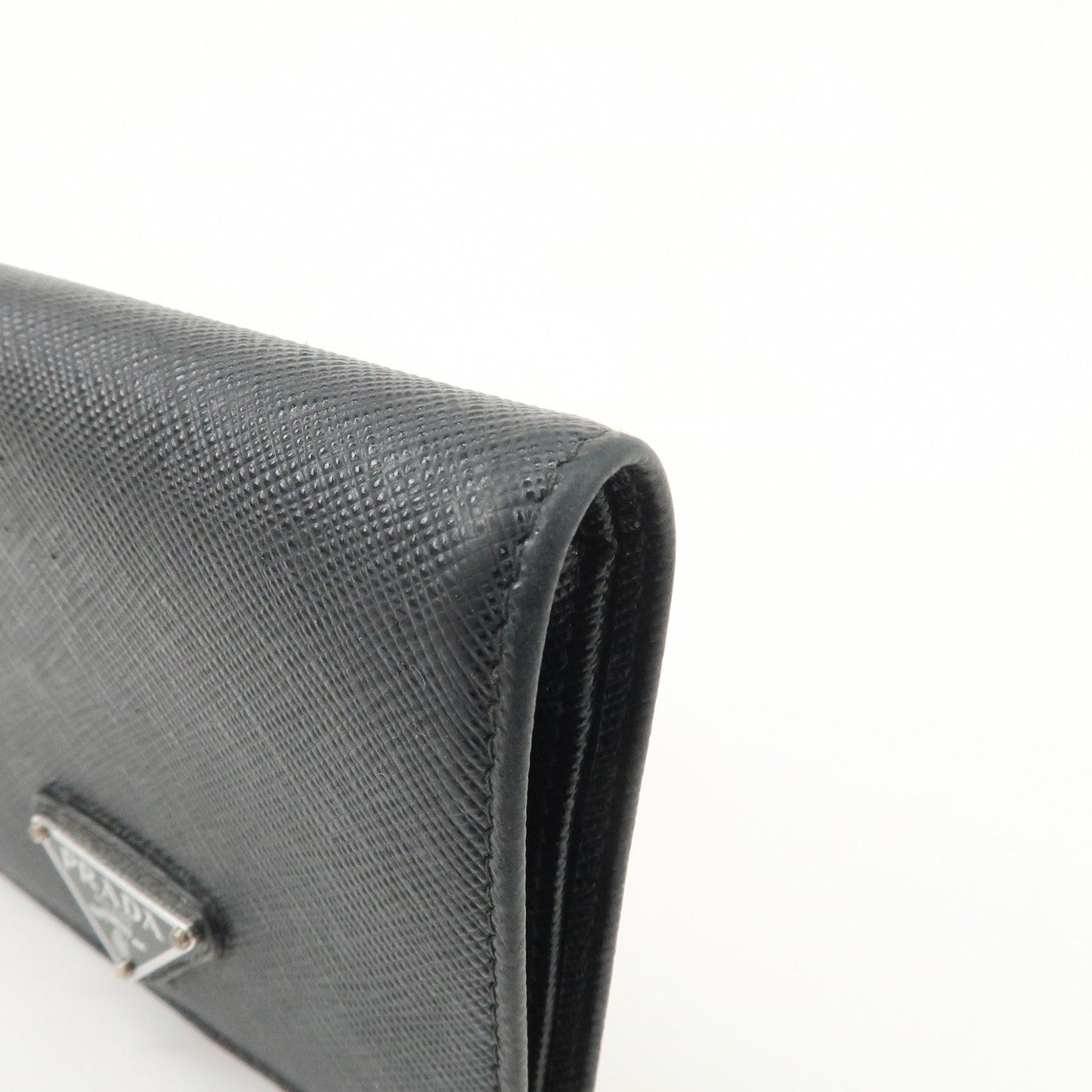 Prada Triangle Logo Saffiano Leather Bi-Fold Compact Wallet Black【Pre-order】