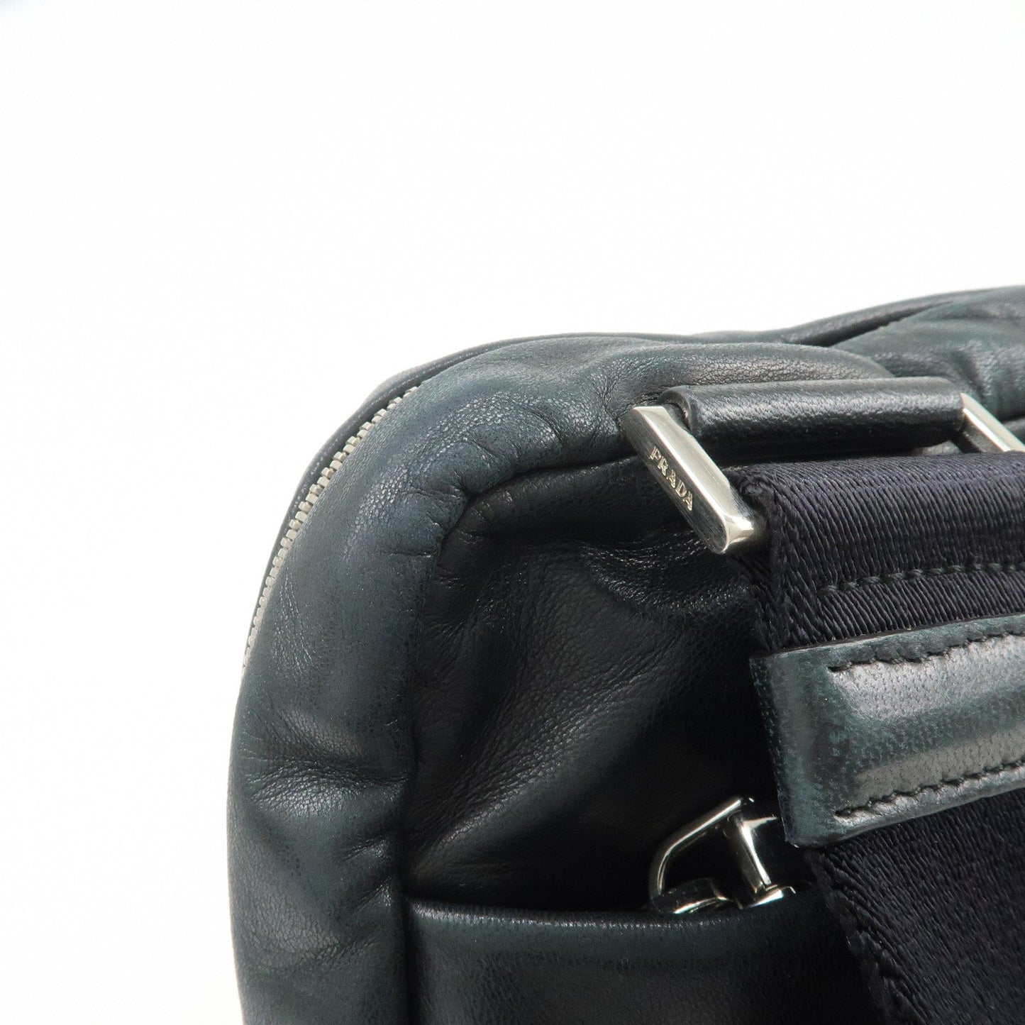 Prada Triangle Logo Lamb Skin Canvas Shoulder Crossbody Bag Black【Pre-order】