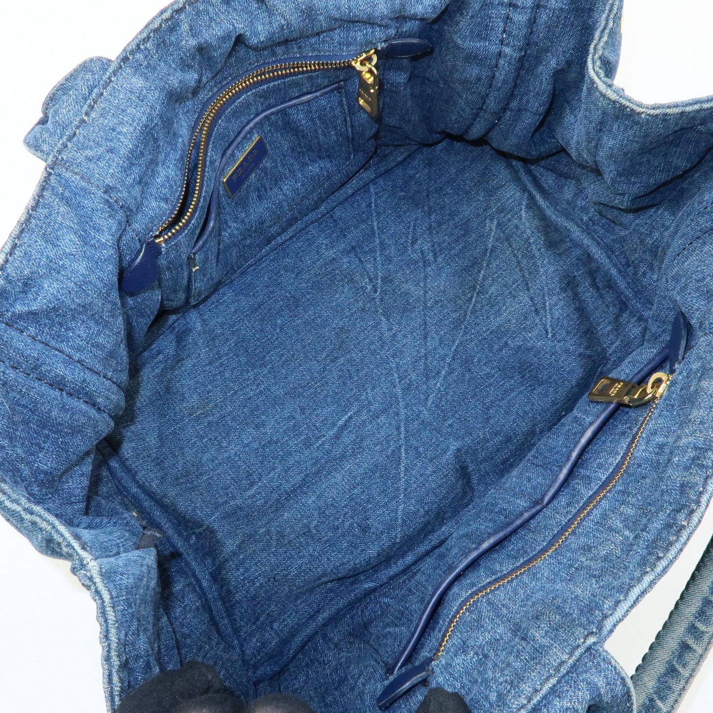 Prada Logo Canapa Canvas Denim Tote Bag Hand Bag Blue B1877B【Pre-order】