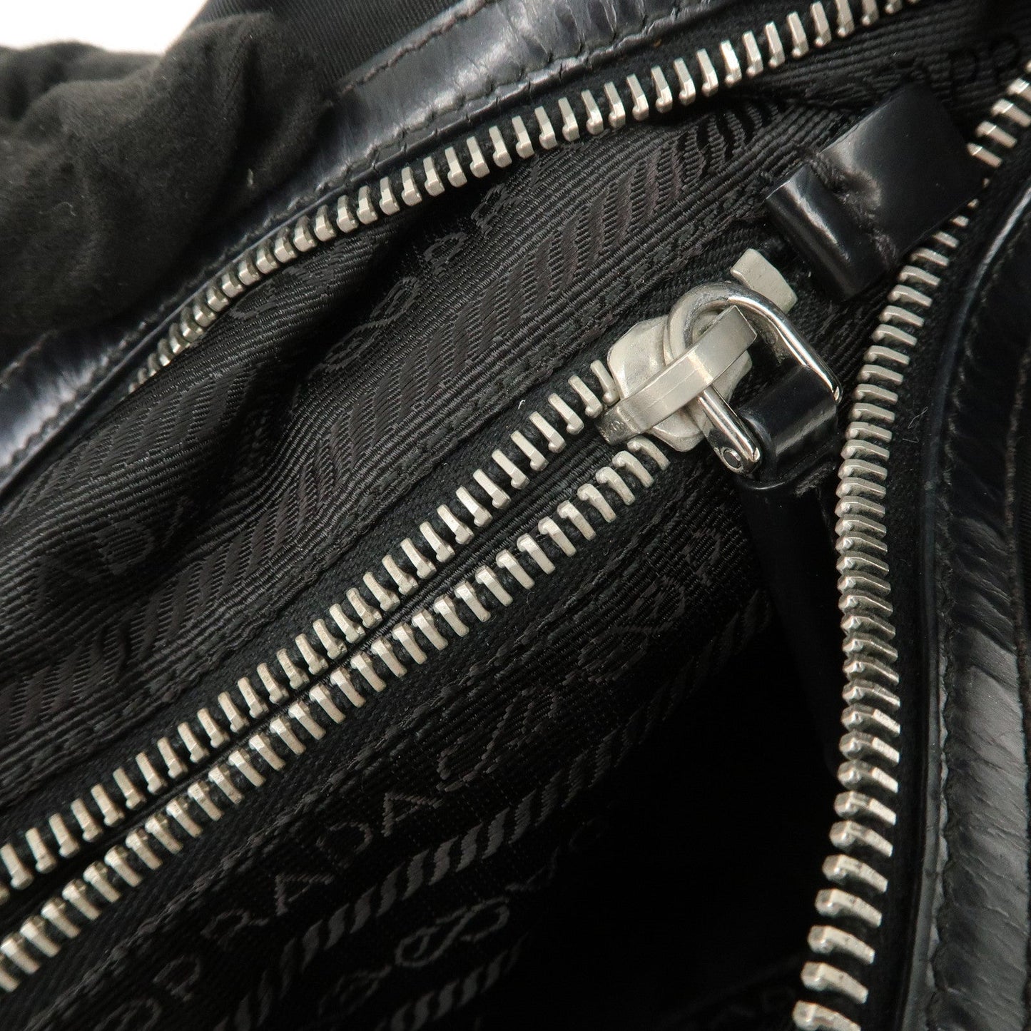 Prada Logo Nylon Leather Shoulder Bag Hand Bag Black BR3287【Pre-order】