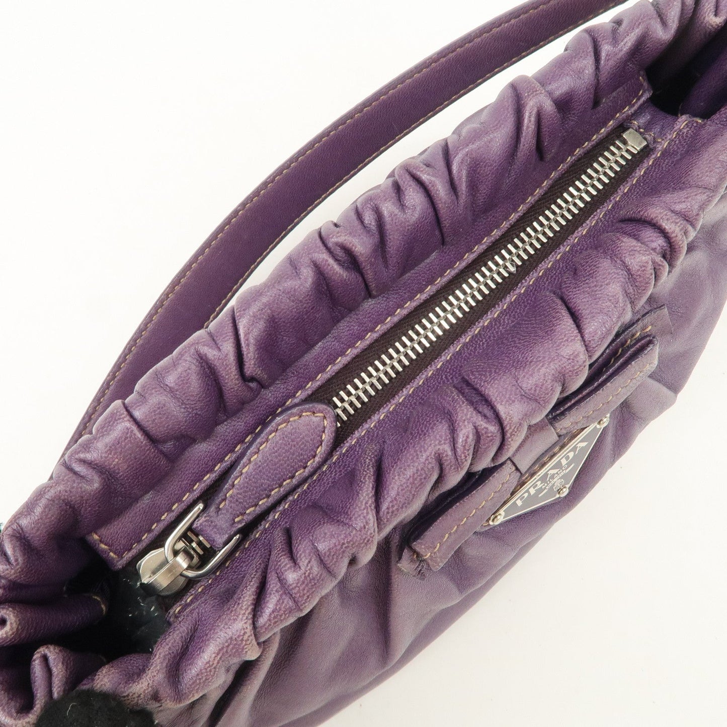 Prada Ribbon Leather Shoulder Bag Hand Bag Purple Used【Pre-order】
