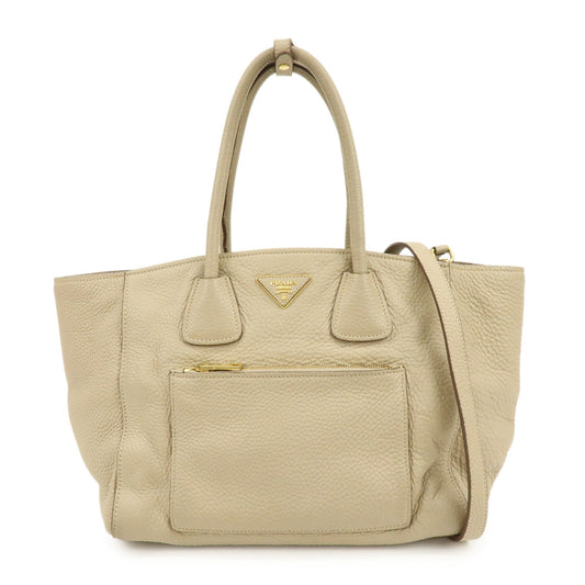 Prada Triangle Logo Leather 2Way Hand Shoulder Bag Beige BN2795【Pre-order】