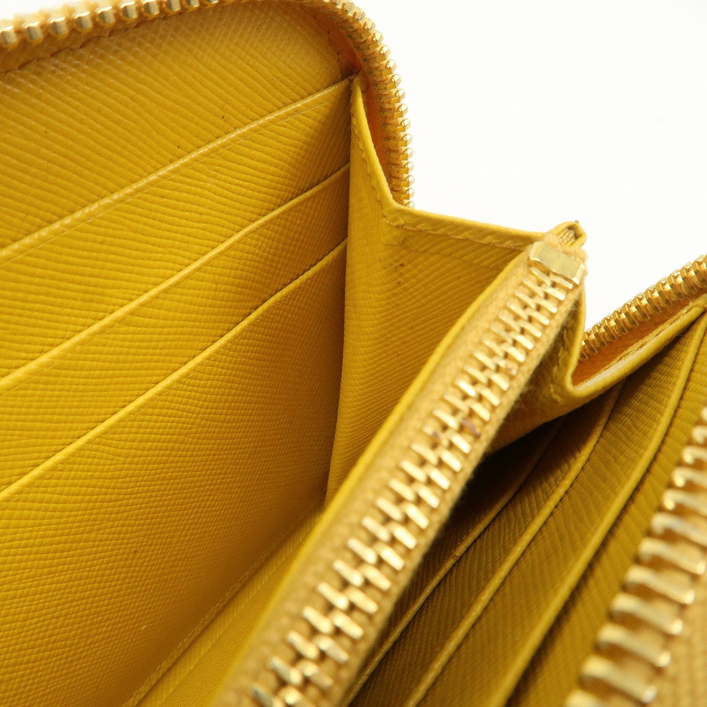 Prada Triangle Logo Nylon Leather Round Zippy Long Wallet Yellow【Pre-order】