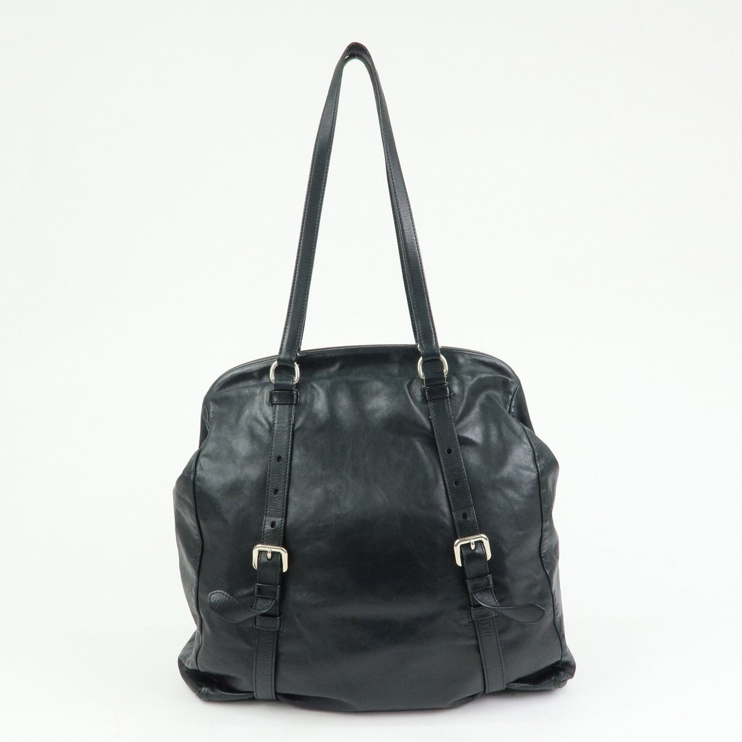 Prada Logo Leather Shoulder Bag Tote Bag Black Silver【Pre-order】