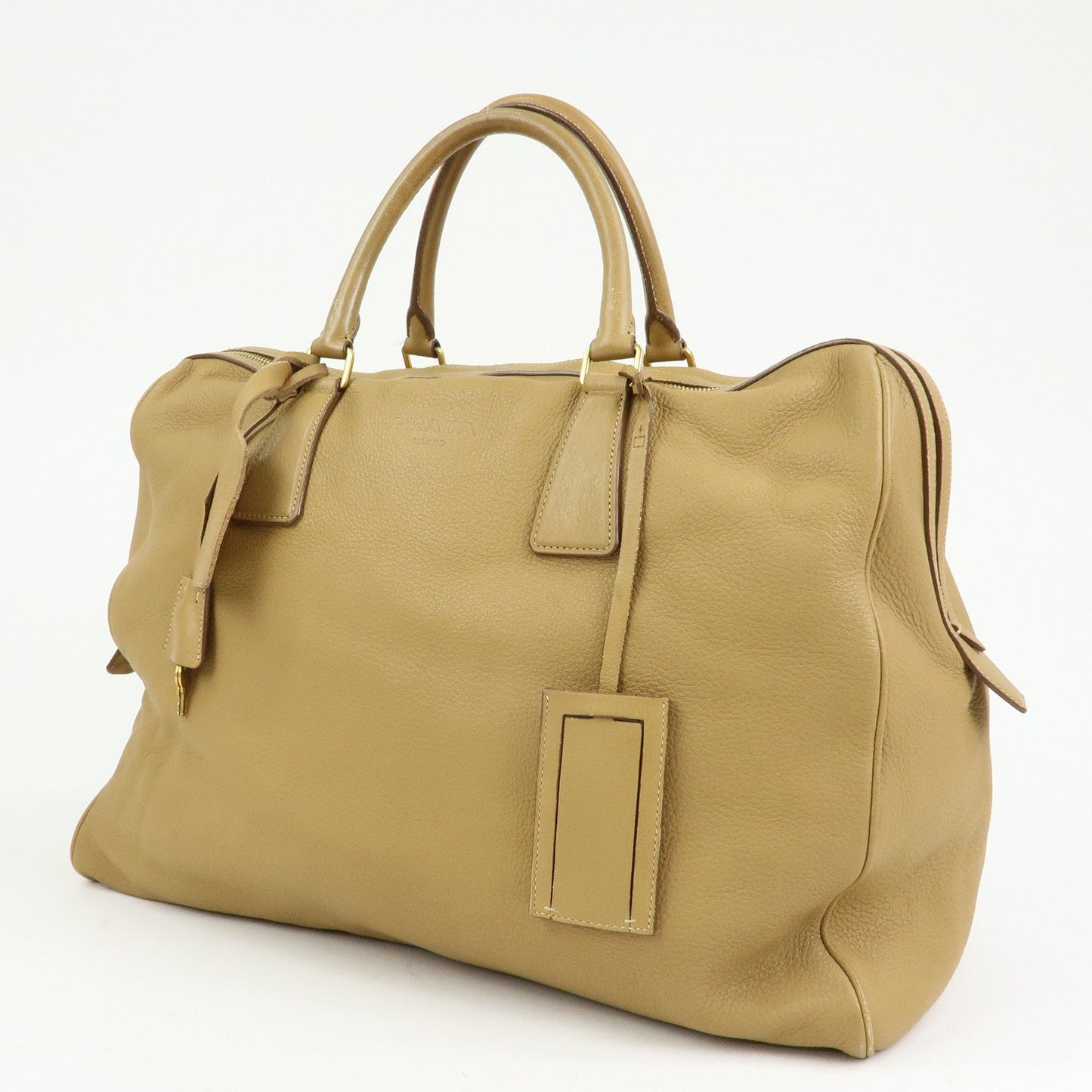 Prada Logo Leather Boston Bag Hand Bag Travel Bag Brown【Pre-order】