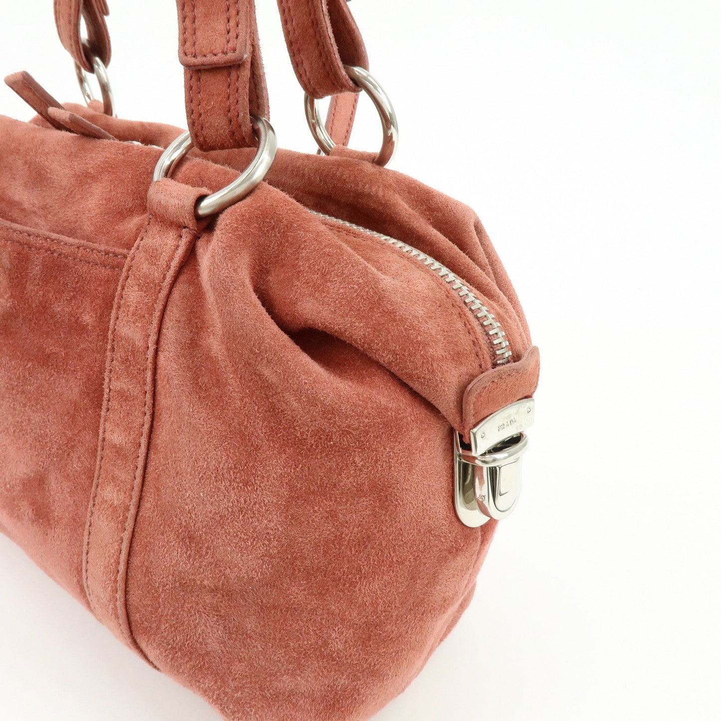 Prada Suede Boston Bag Hand Bag Pink BR2630【Pre-order】