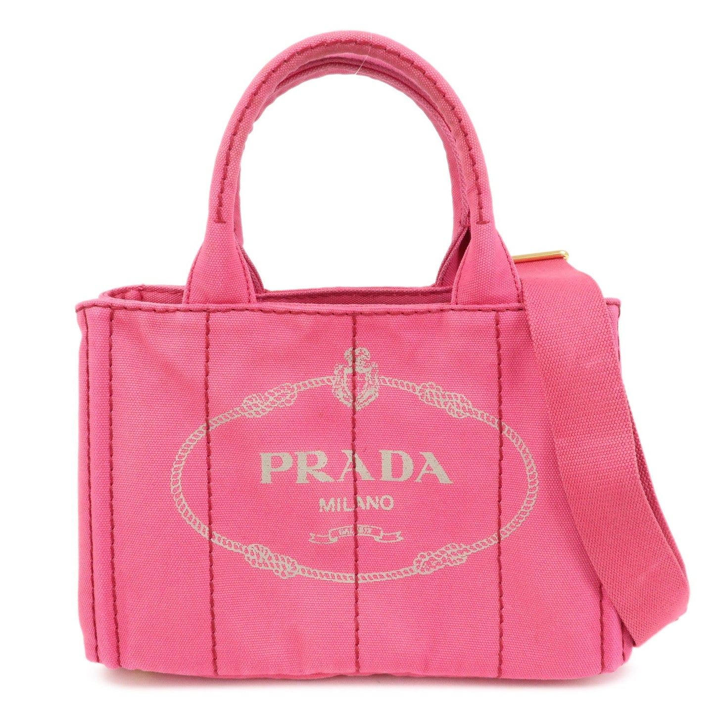 Prada Triangle Logo Canapa Mini 2Way Hand Shoulder Bag Pink B2439G【Pre-order】
