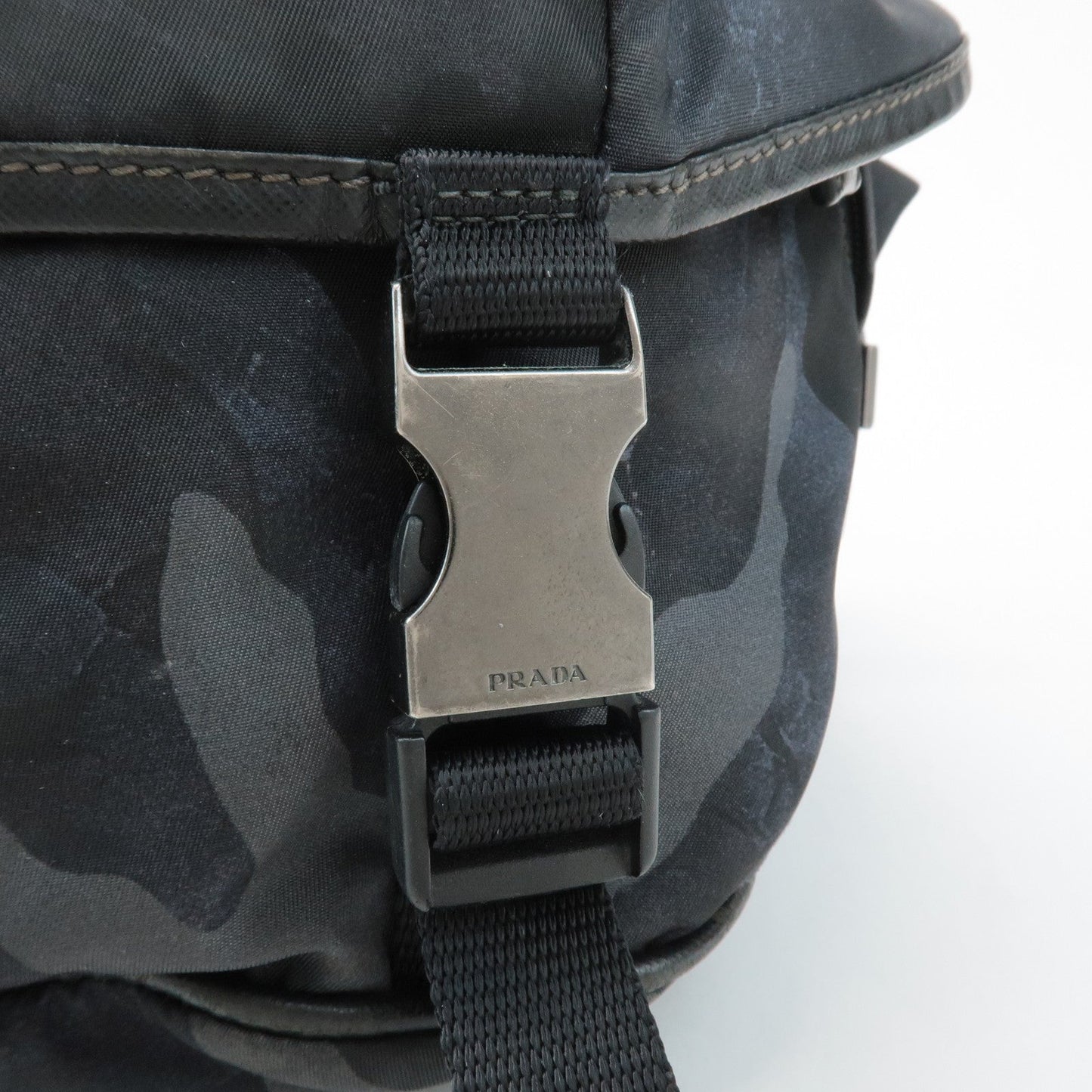 Prada Triangle Logo Nylon Camouflage Shoulder Bag Black Gray Navy Used【Pre-order】