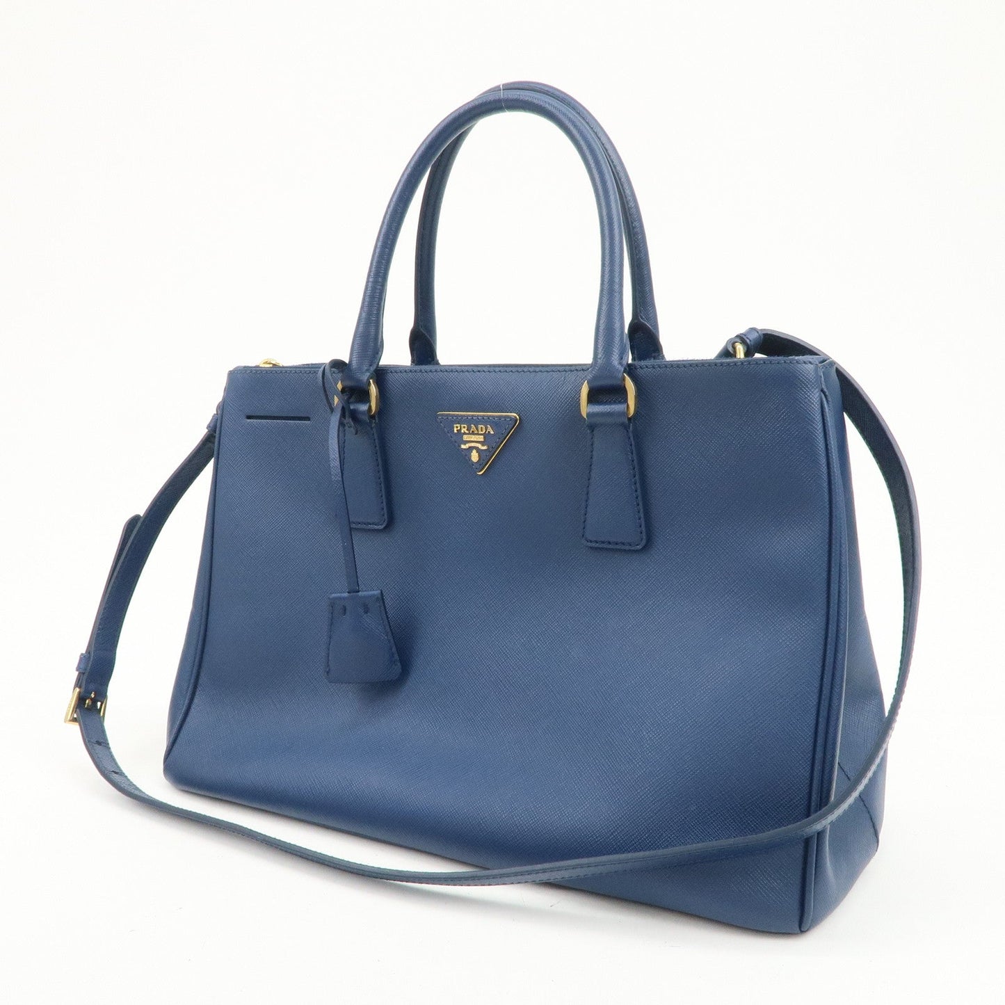 Prada Triangle Logo Saffiano Leather 2Way Bag Shoulder Bag Blue【Pre-order】