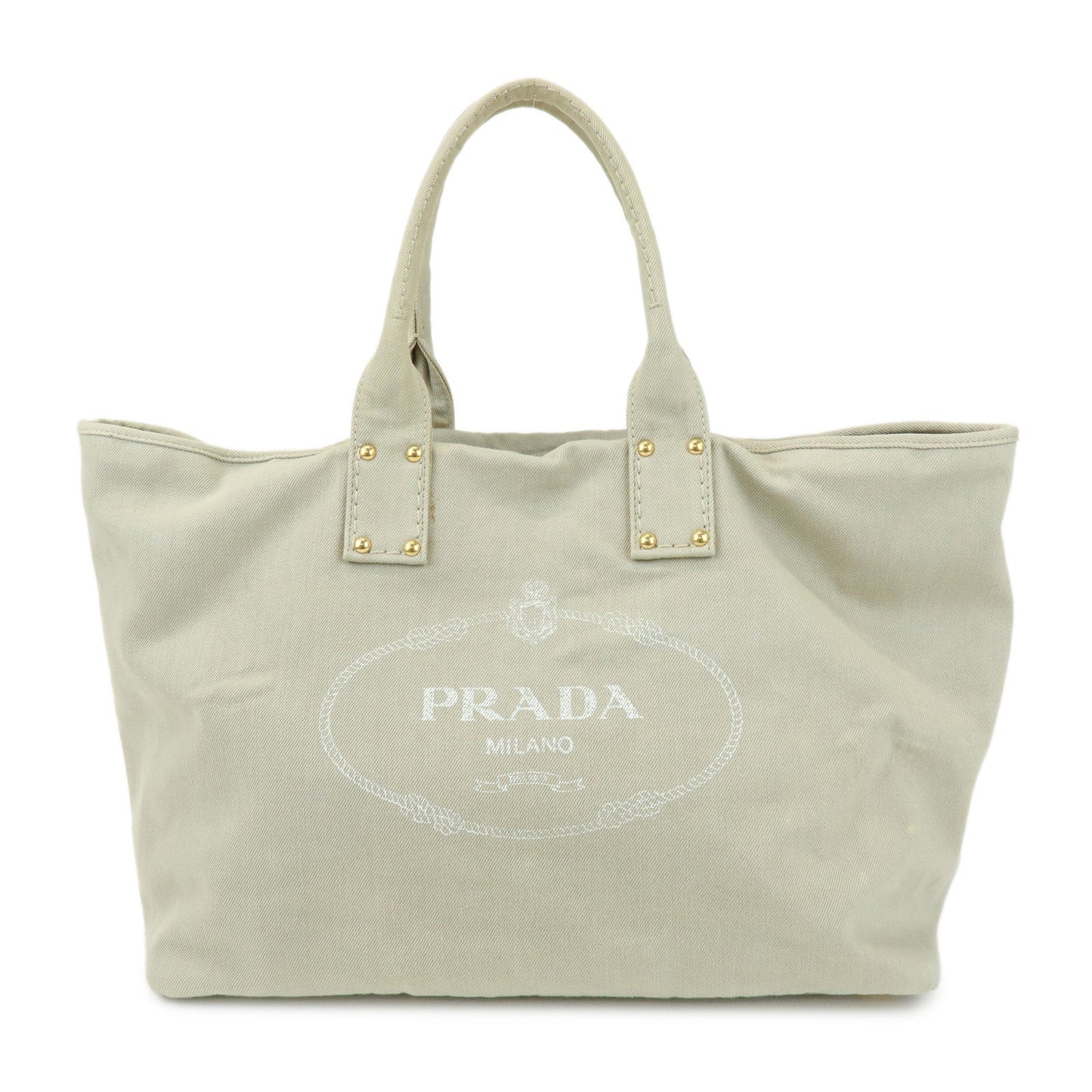 Prada Triangle Logo Denim Tote Bag Shoulder Bag Light Beige BN2091【Pre-order】