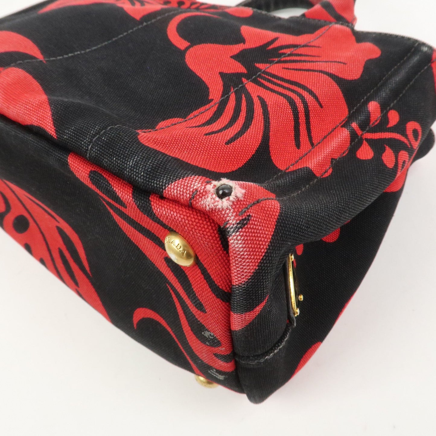 Prada Canapa Mini 2Way Bag Tote Bag Black Red BN2439G【Pre-order】