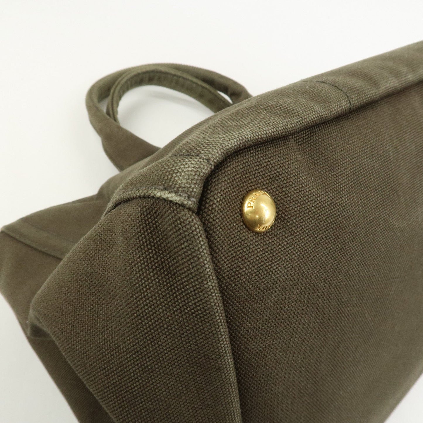Prada Triangle Logo Canapa Large Tote Hand Bag Bijou Khaki BN1872【Pre-order】
