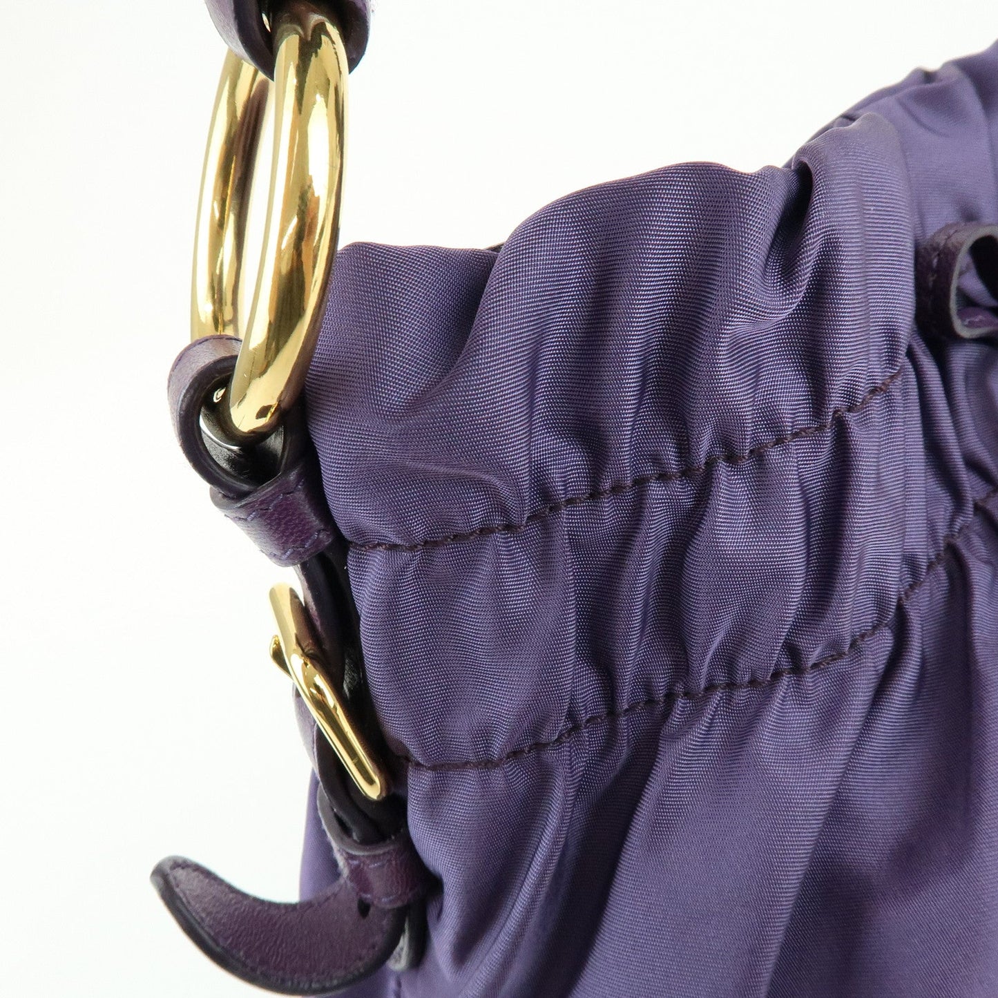 Prada Ribbon Nylon Leather Shoulder Bag Hand Bag Purple BR4237【Pre-order】