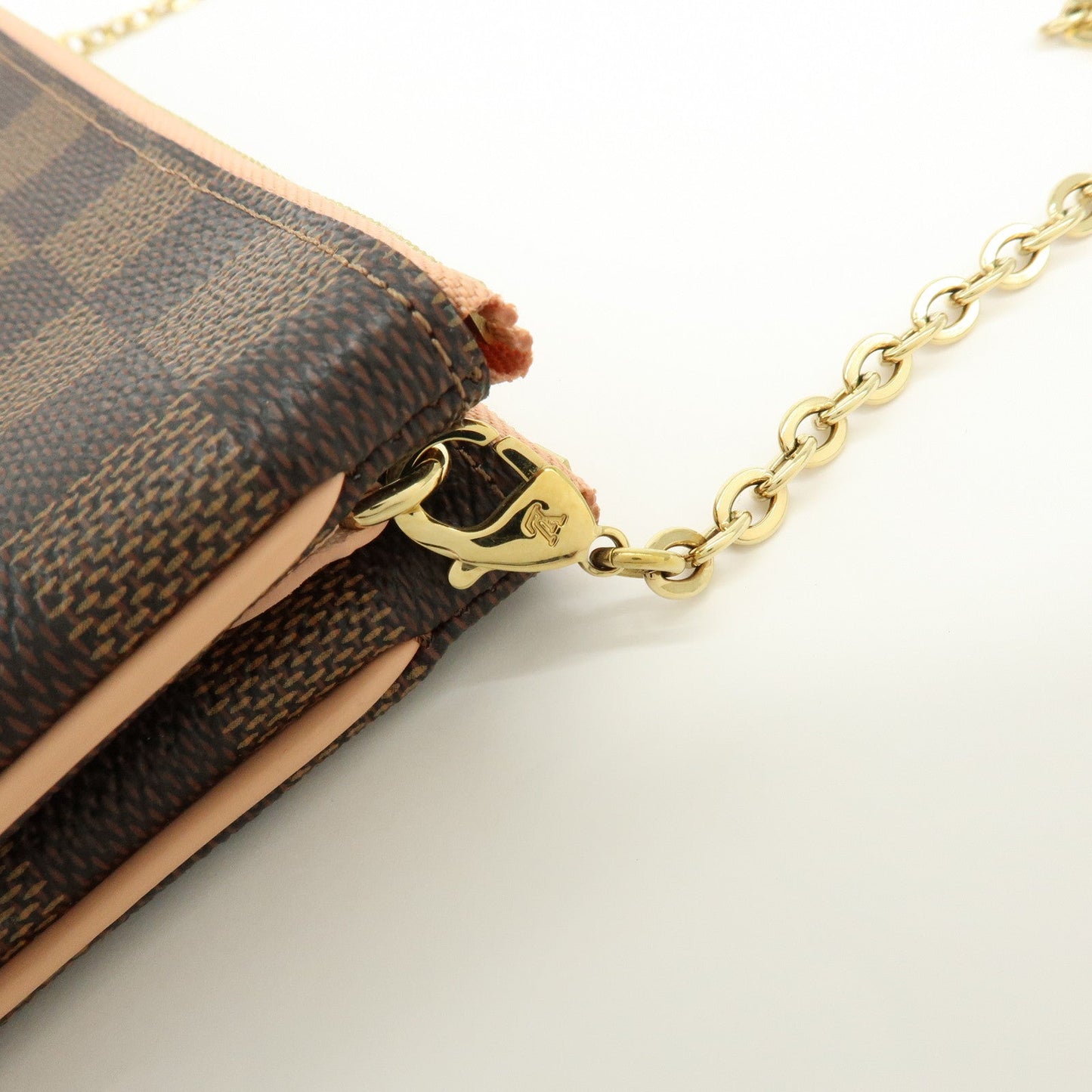 Louis Vuitton Damier Ebene Pochette Double Zip Rose BallerineN60254【Pre-order】