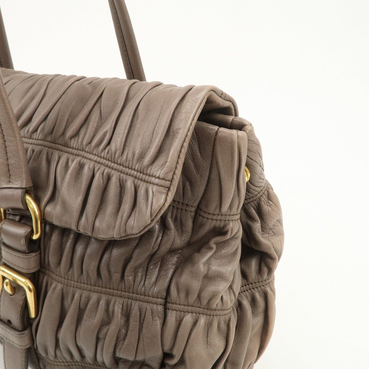 Prada Logo Nappa Gaufre Leather Shoulder Bag Greige BR4443【Pre-order】