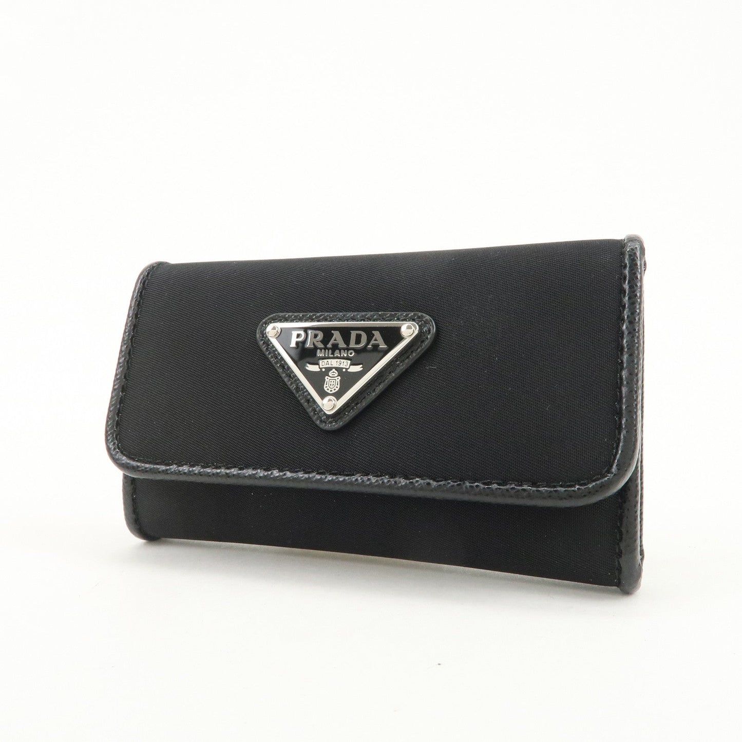 Prada Triangle Logo 6 Rings Key Case Key Holder Black 1PG222【Pre-order】