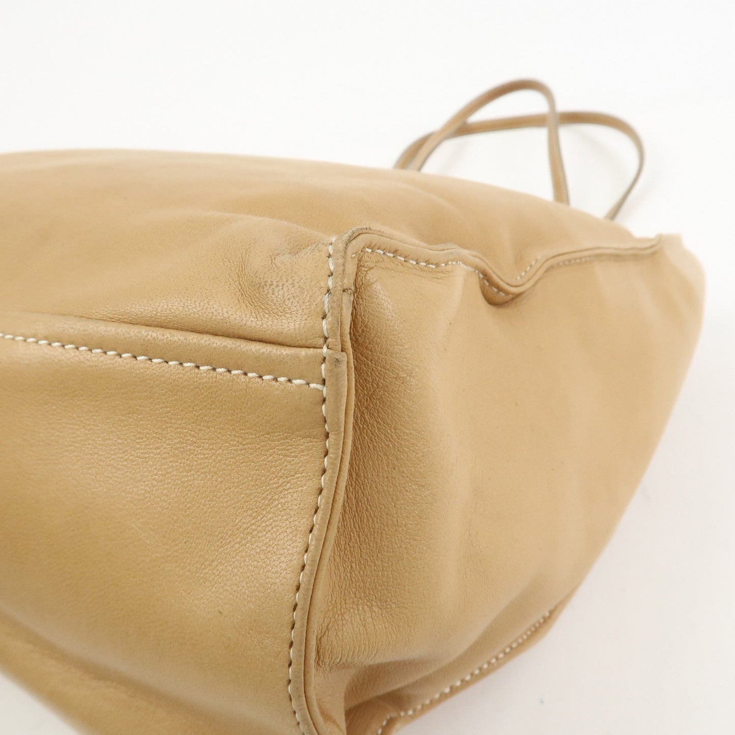 Prada Triangle Logo Lambskin Tote Bag Shoulder Bag Beige BR1566【Pre-order】