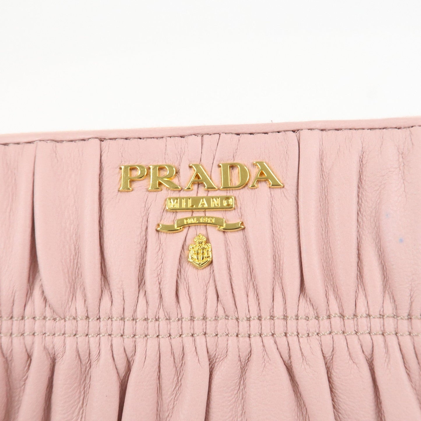 Prada Leather Gather Round Zippy Wallet Gold Hardware Pink 1M0506 Used【Pre-order】