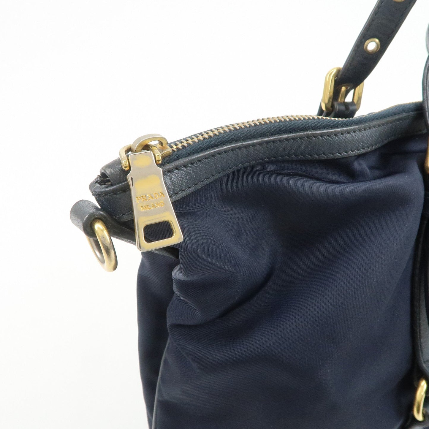 Prada Nylon Saffiano Leather Shoulder Bag Tote Bag Navy【Pre-order】