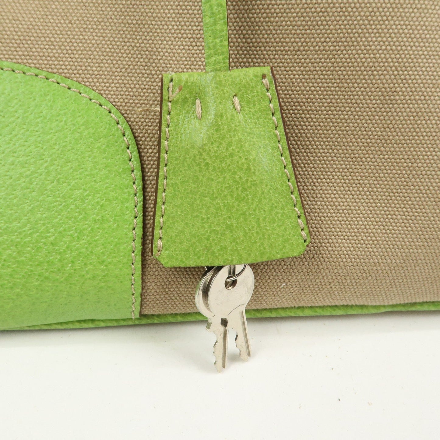 Prada Canvas Leather Tote Bag Hand Bag Beige Light Green BN0082【Pre-order】