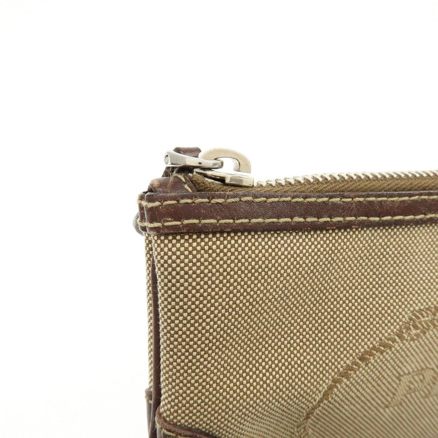 Prada Logo Jacquard Leather Pouch Cosmetic Case Beige Brown【Pre-order】