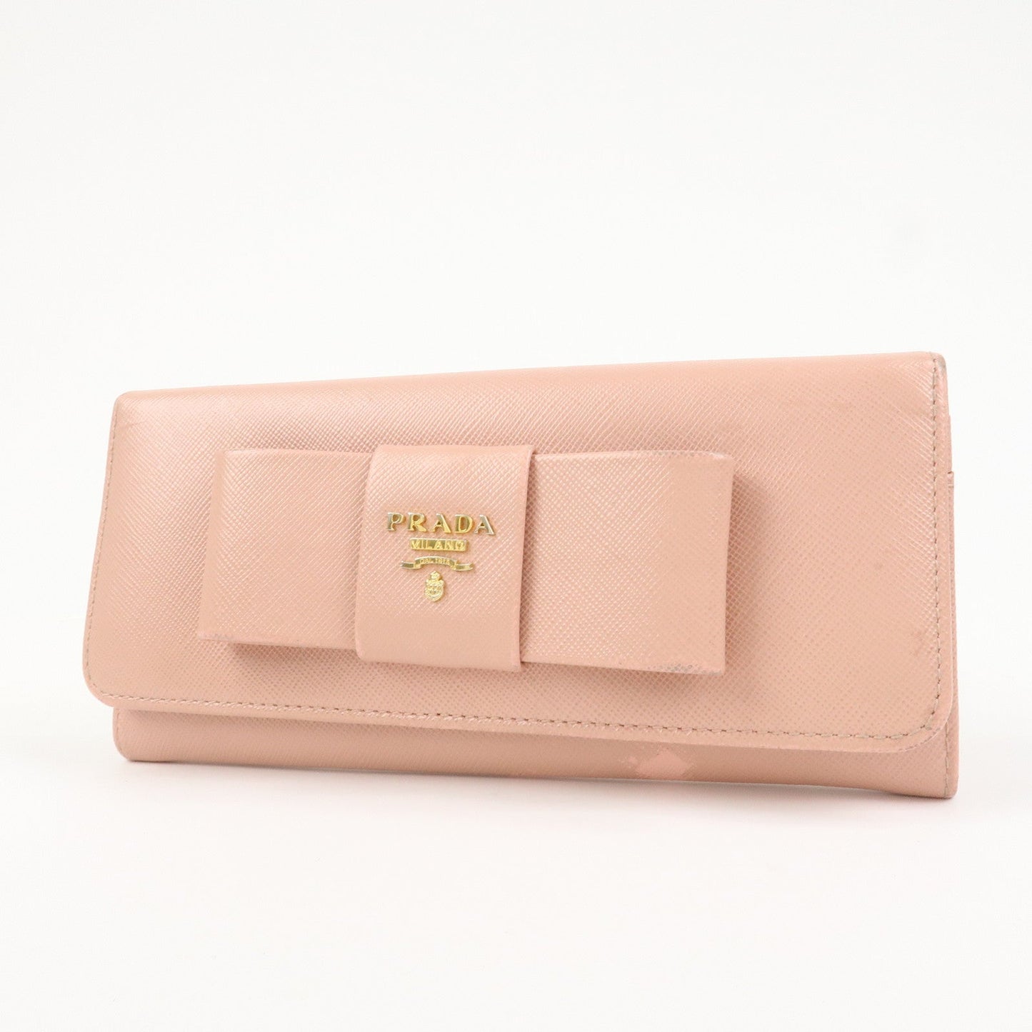 Prada Logo Saffiano Leather Ribbon Long Wallet Pink 1M1132【Pre-order】
