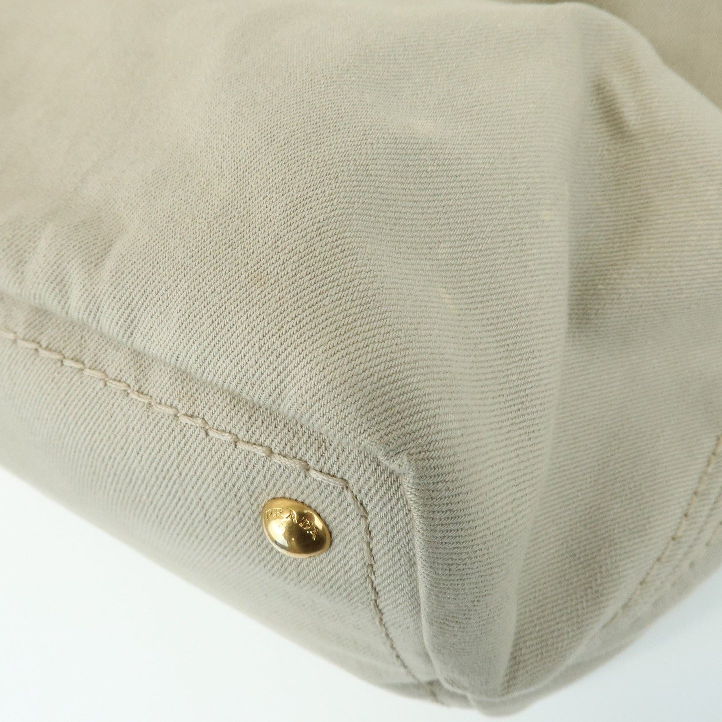 Prada Triangle Logo Denim Tote Bag Shoulder Bag Light Beige BN2091【Pre-order】