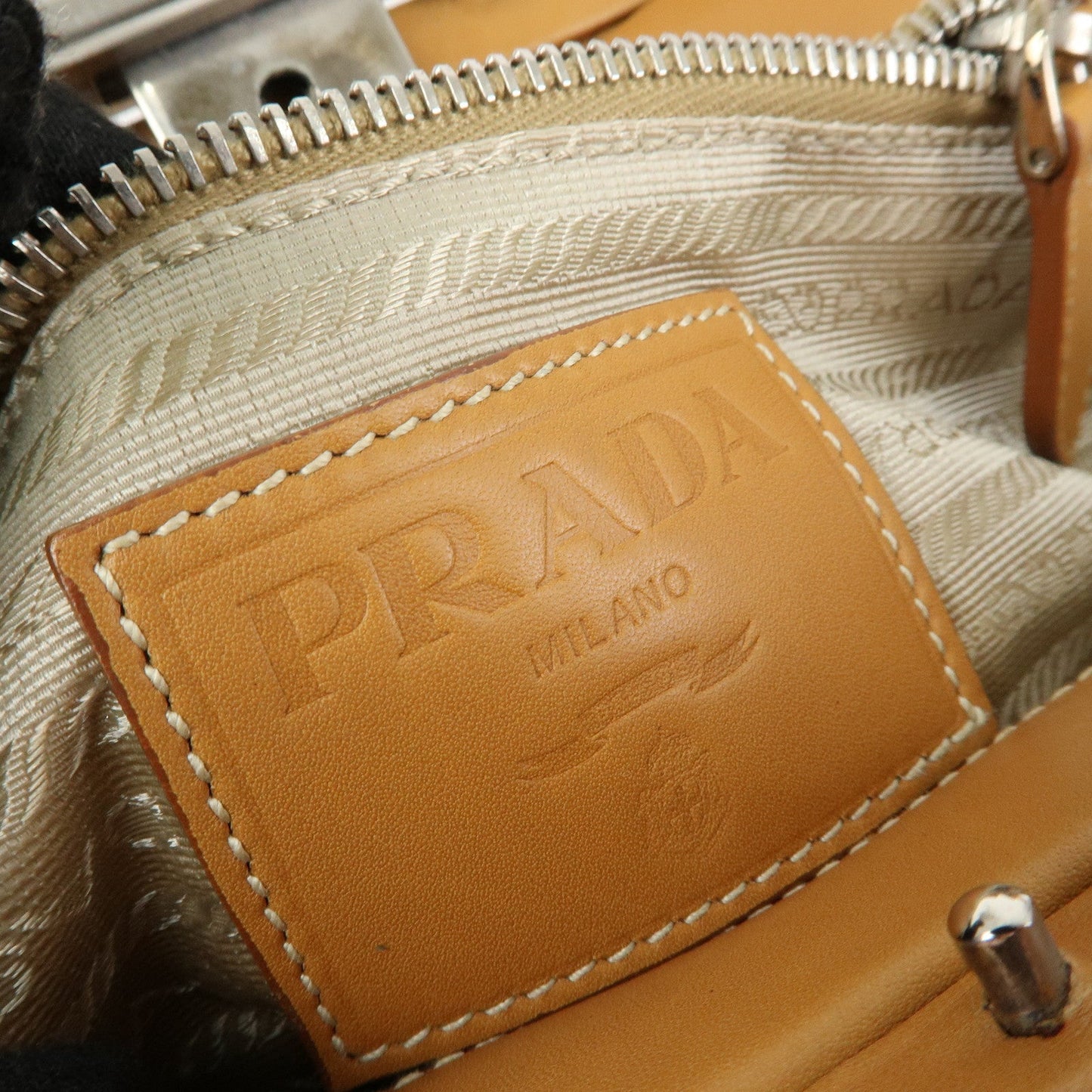 Prada Logo Jacquard Leather Shoulder Bag Light Brown BR3481【Pre-order】