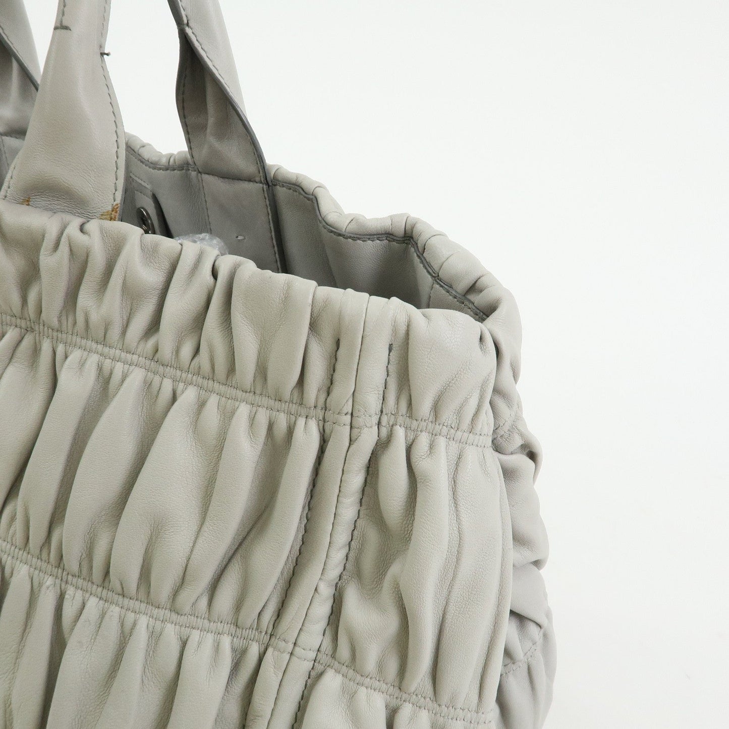 Prada Canapa Nappa Gaufre Leather Gathered Large Tote Hand Bag【Pre-order】