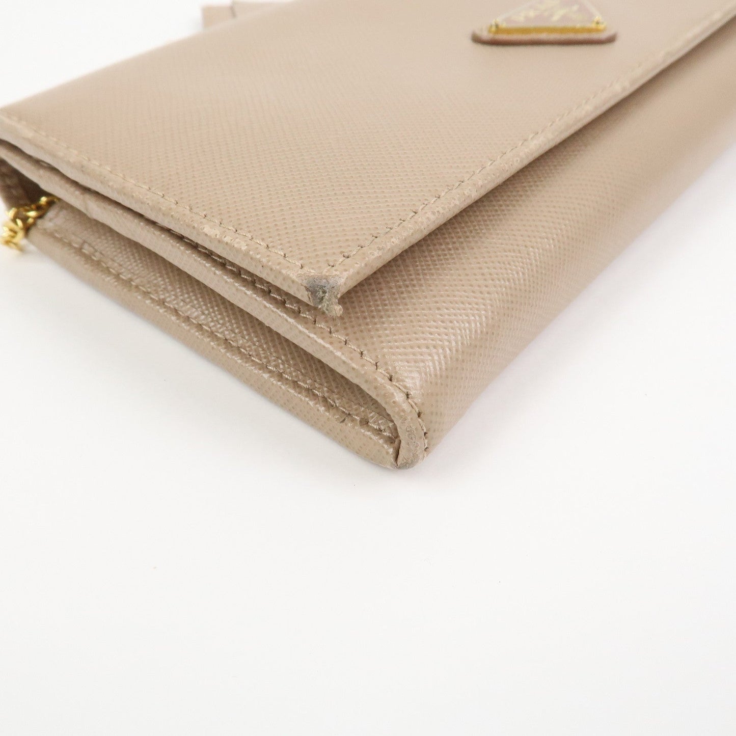 Prada Triangle Logo Saffiano Leather Long Wallet Beige 1MH132【Pre-order】