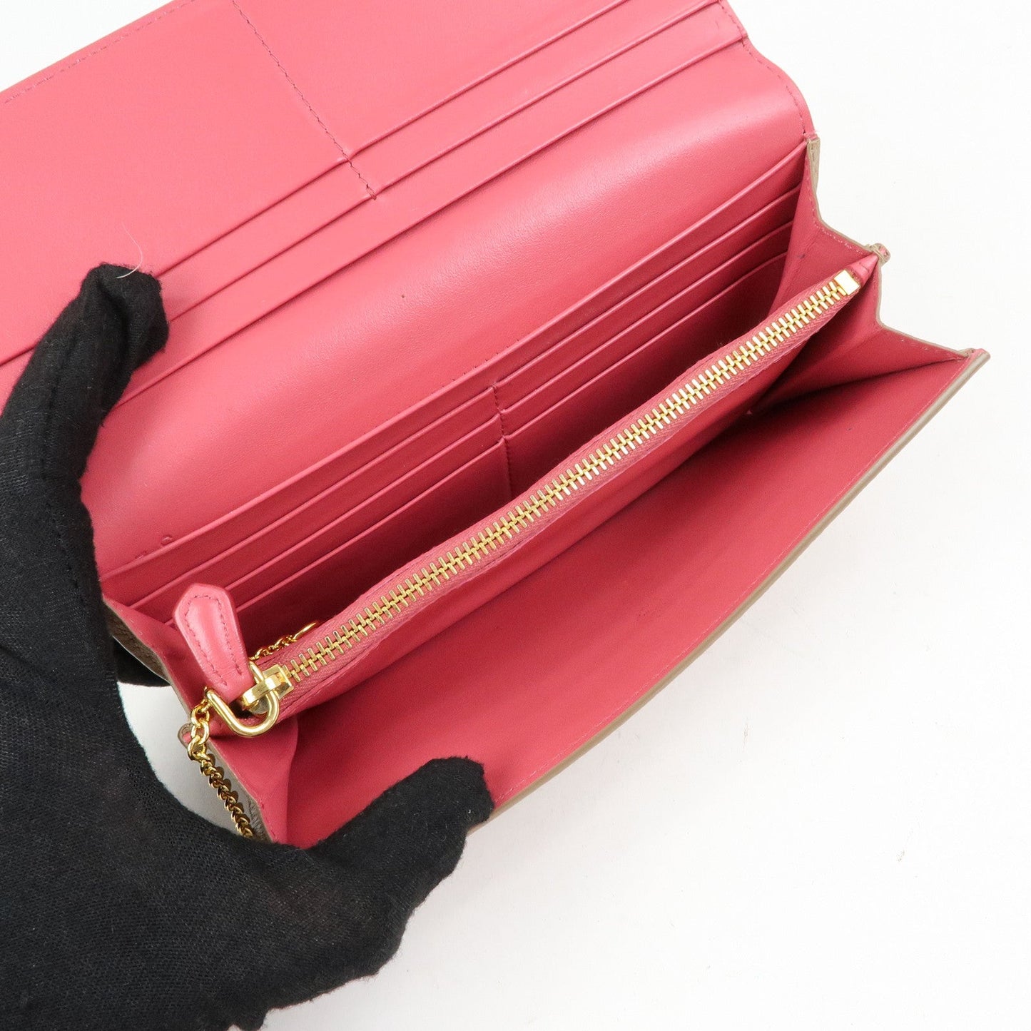 Prada Saffiano Leather Flap Bi-Fold Long Wallet Pink Beige 1MH132【Pre-order】