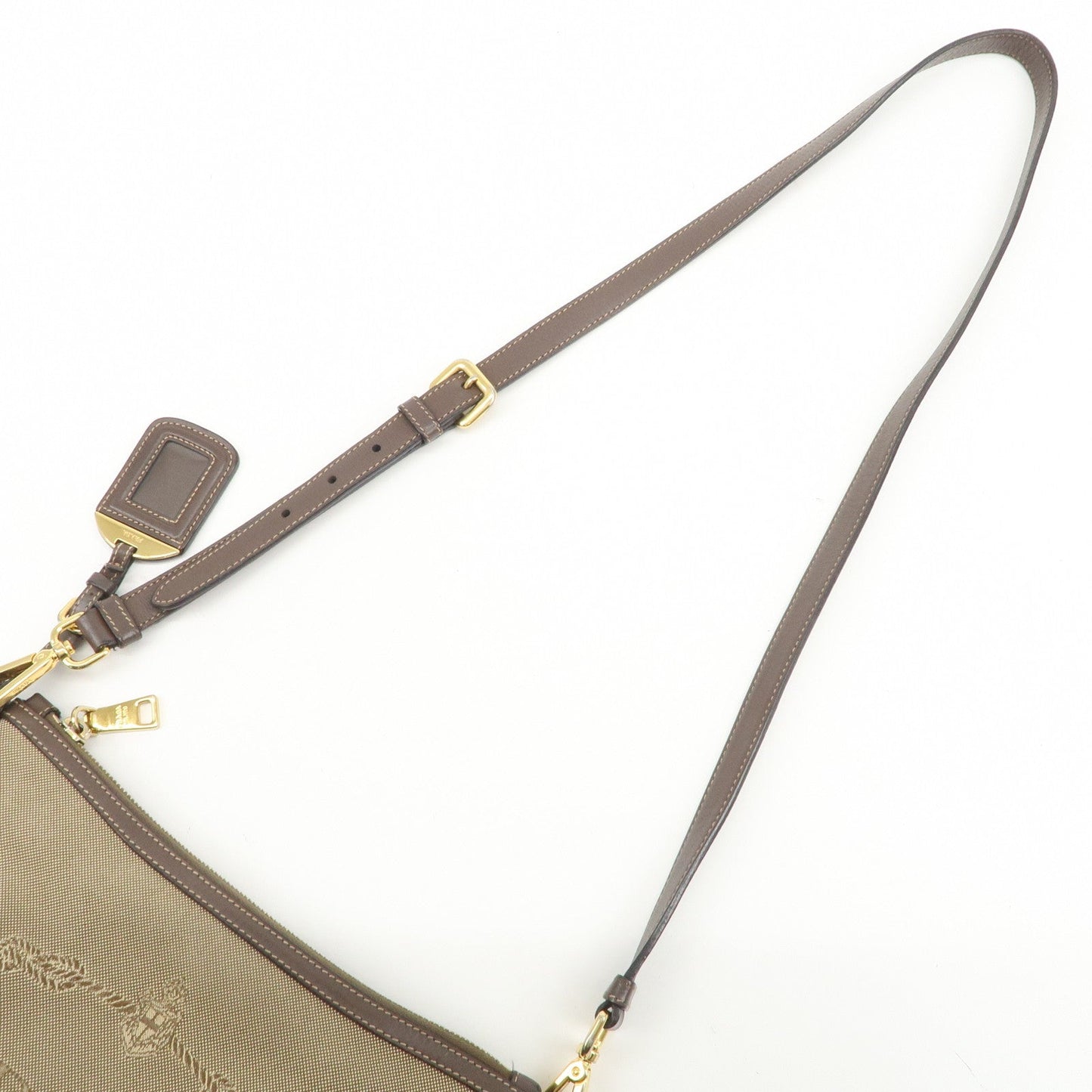 Prada Logo Jacquard Leather Shoulder Bag Beige Brown BT867A【Pre-order】