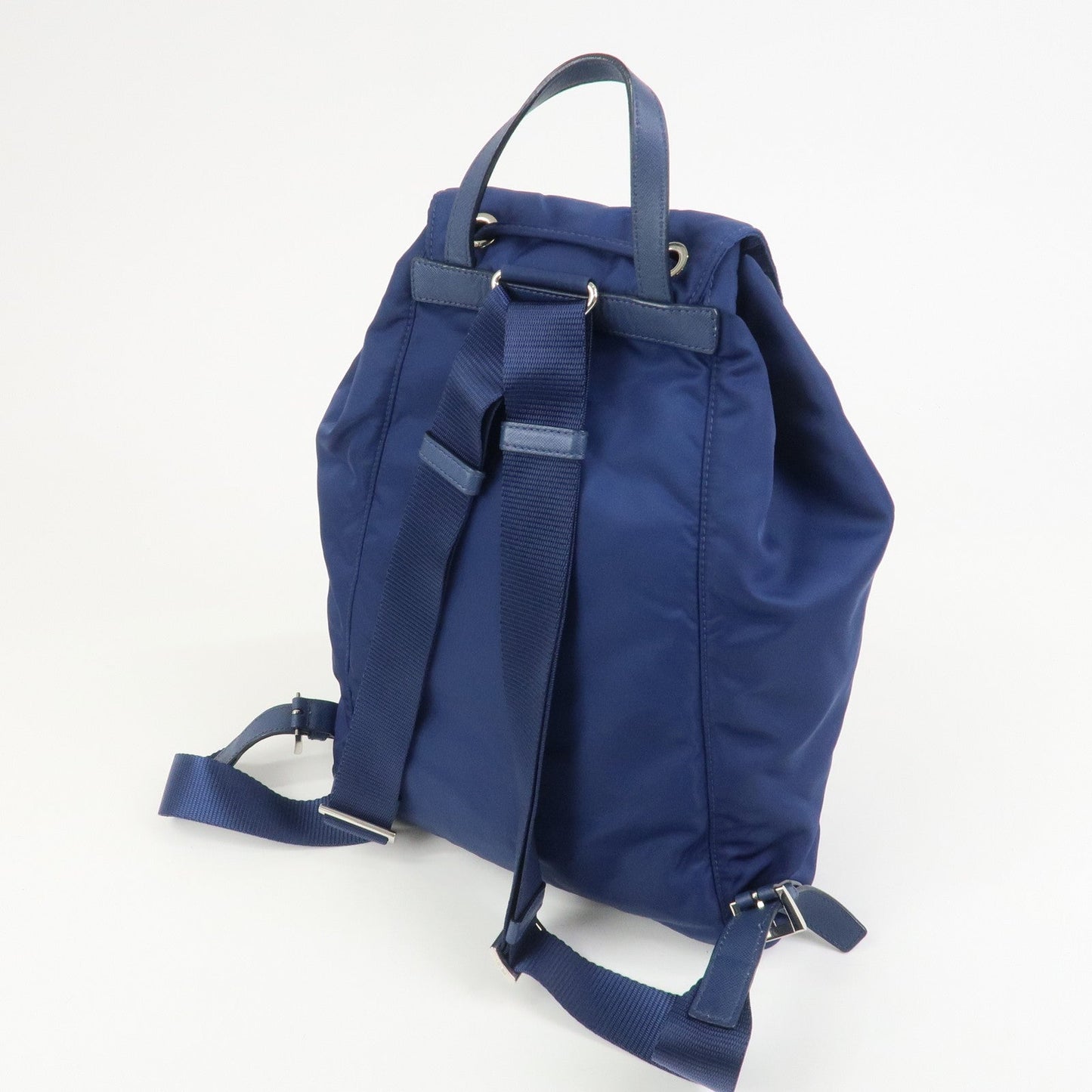 Prada Triangle Logo Nylon Saffiano Leather Backpack Navy BZ0032【Pre-order】