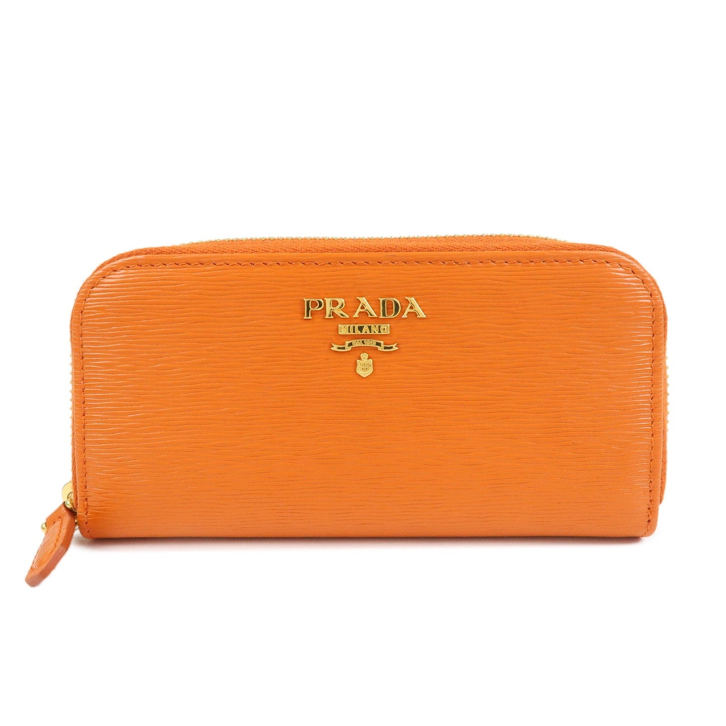 Prada Saffiano Leather Round Zippy 6 Rings Key Case Orange 1PG604【Pre-order】