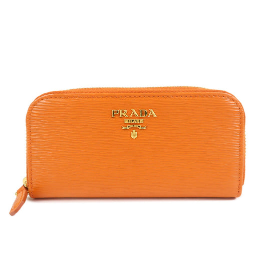 Prada Saffiano Leather Round Zippy 6 Rings Key Case Orange 1PG604【Pre-order】