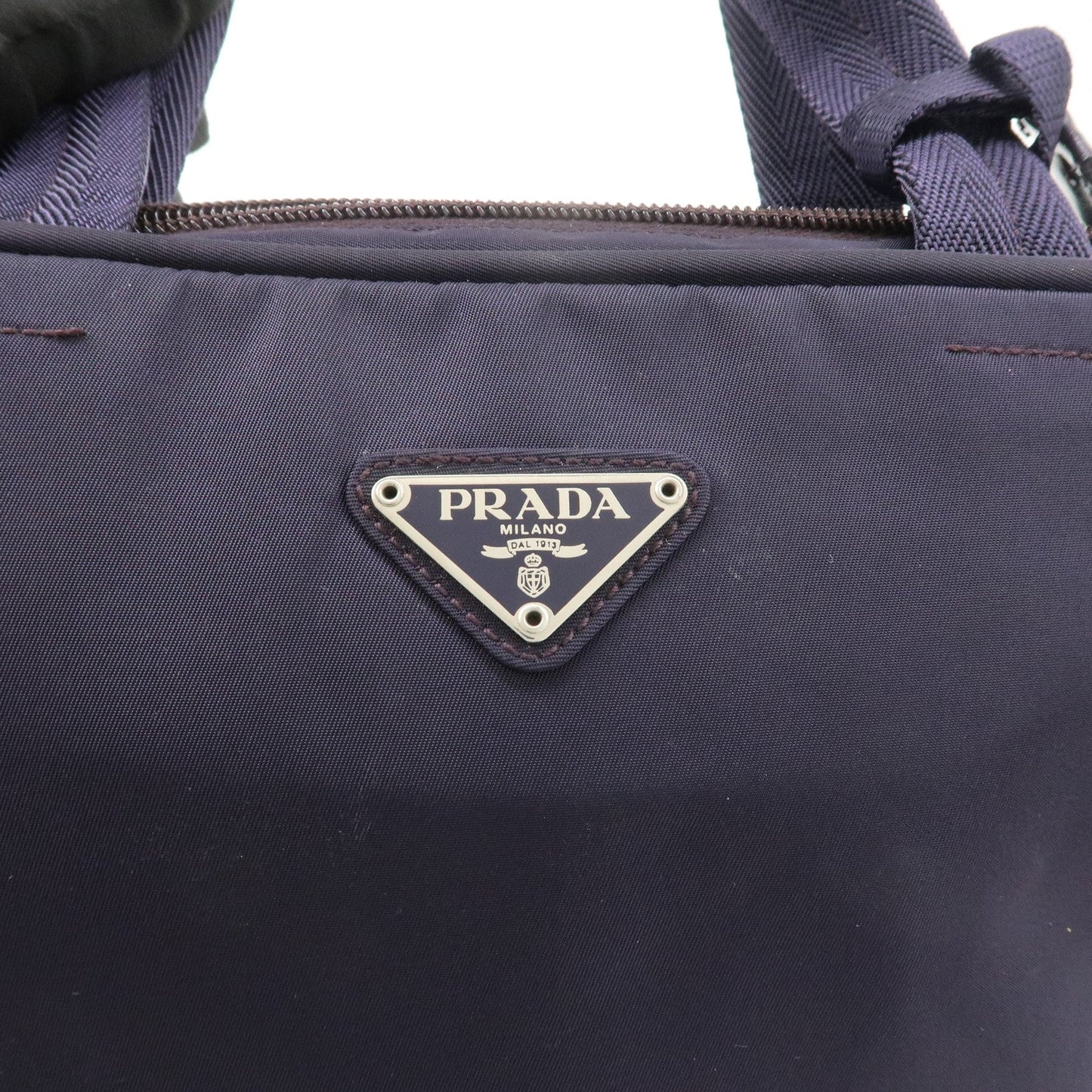 Prada Triangle Logo Leather Nylon Hand Bag Purple B8495【Pre-order】