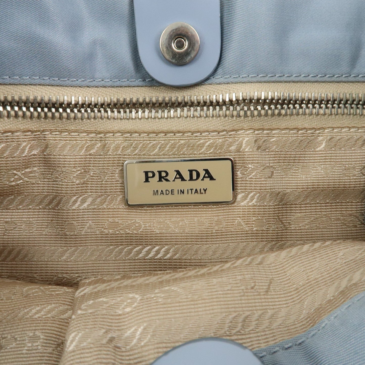 Prada Triangle Logo Nylon Leather Hand Bag Light Blue【Pre-order】