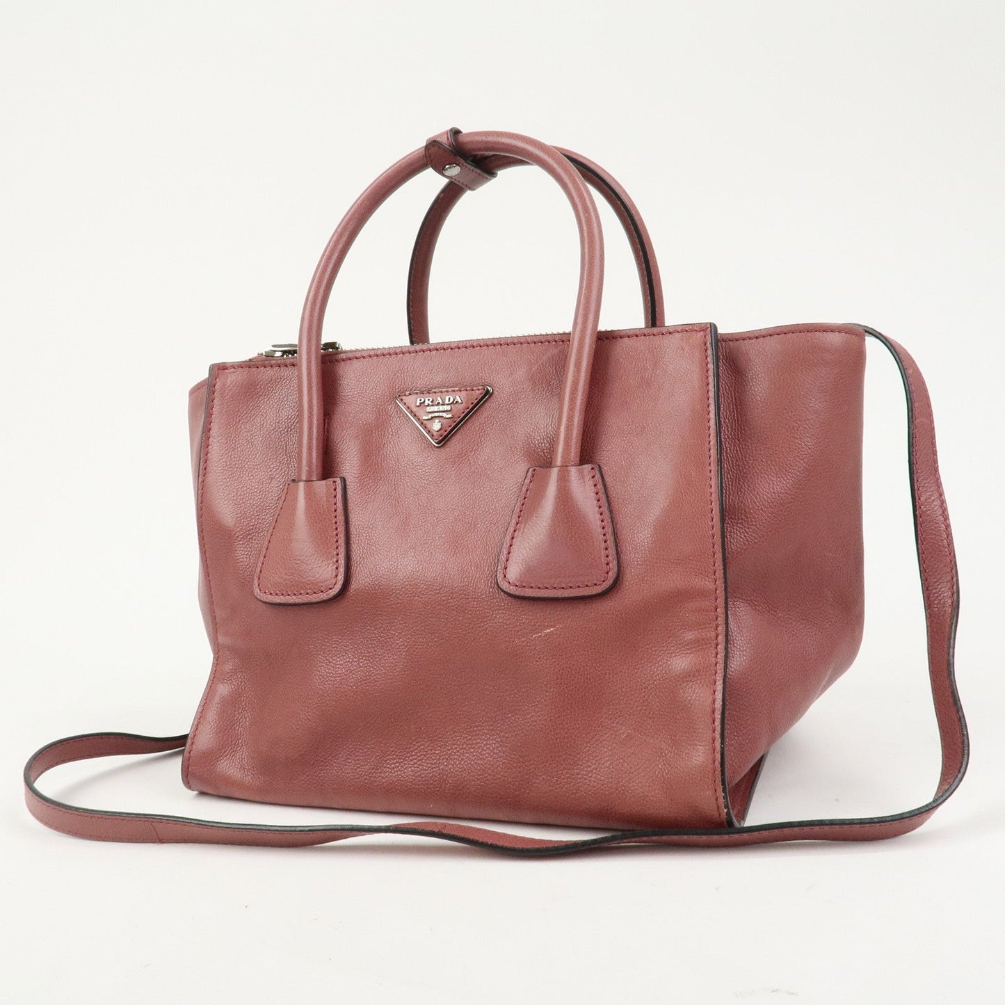 Prada Triangle Logo Leather 2Way Bag Tote Bag Hand Bag Pink B2625M【Pre-order】