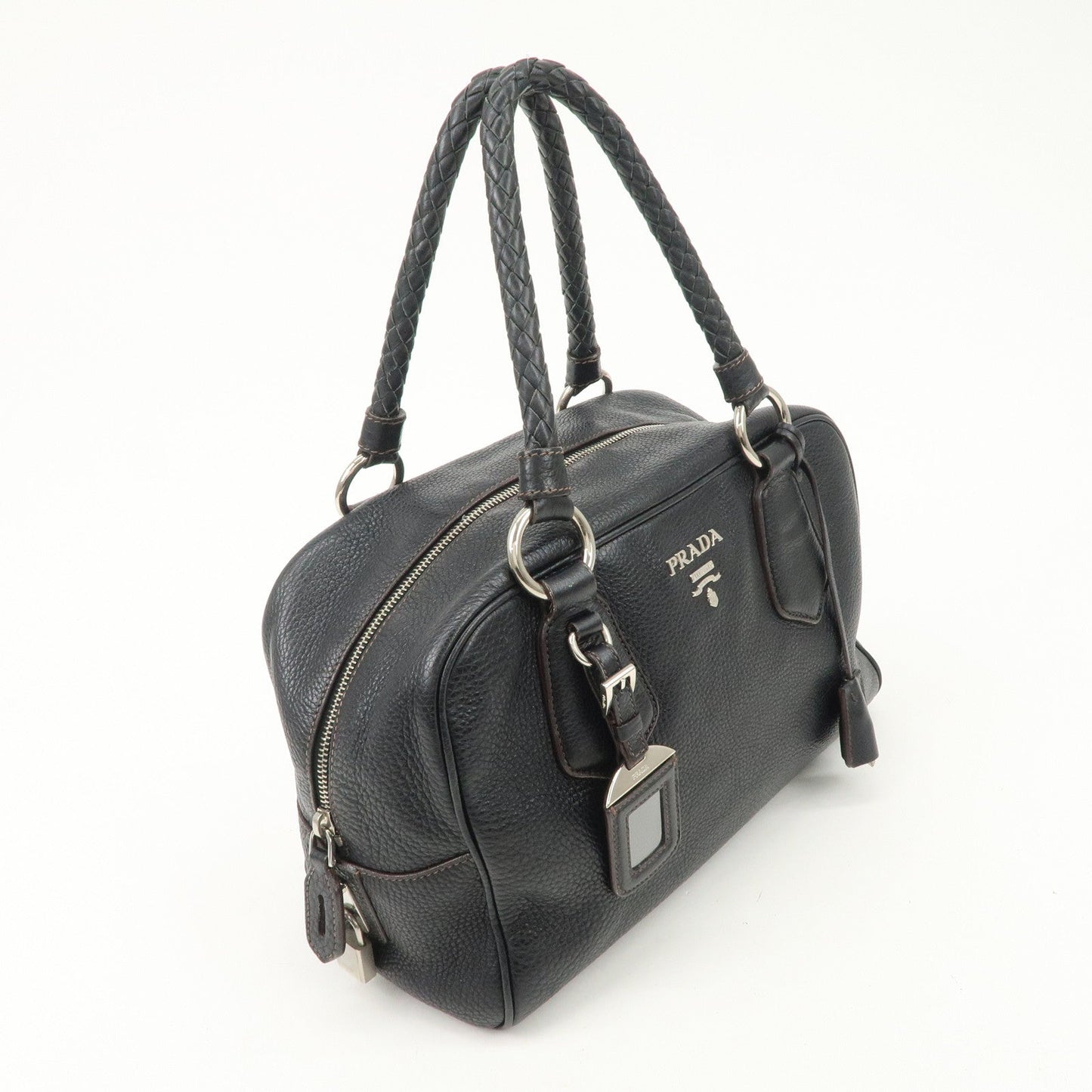 Prada Logo Leather Hand Bag Mini Boston Bag Black BL0471 Used【Pre-order】