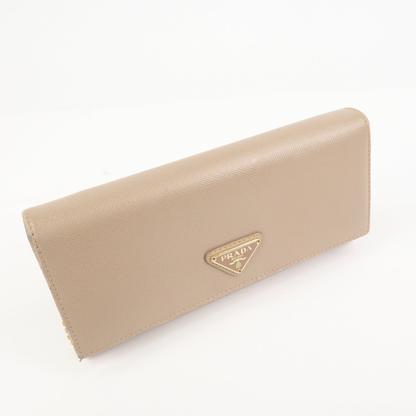 Prada Triangle Logo Saffiano Leather Long Wallet Beige 1MH132【Pre-order】