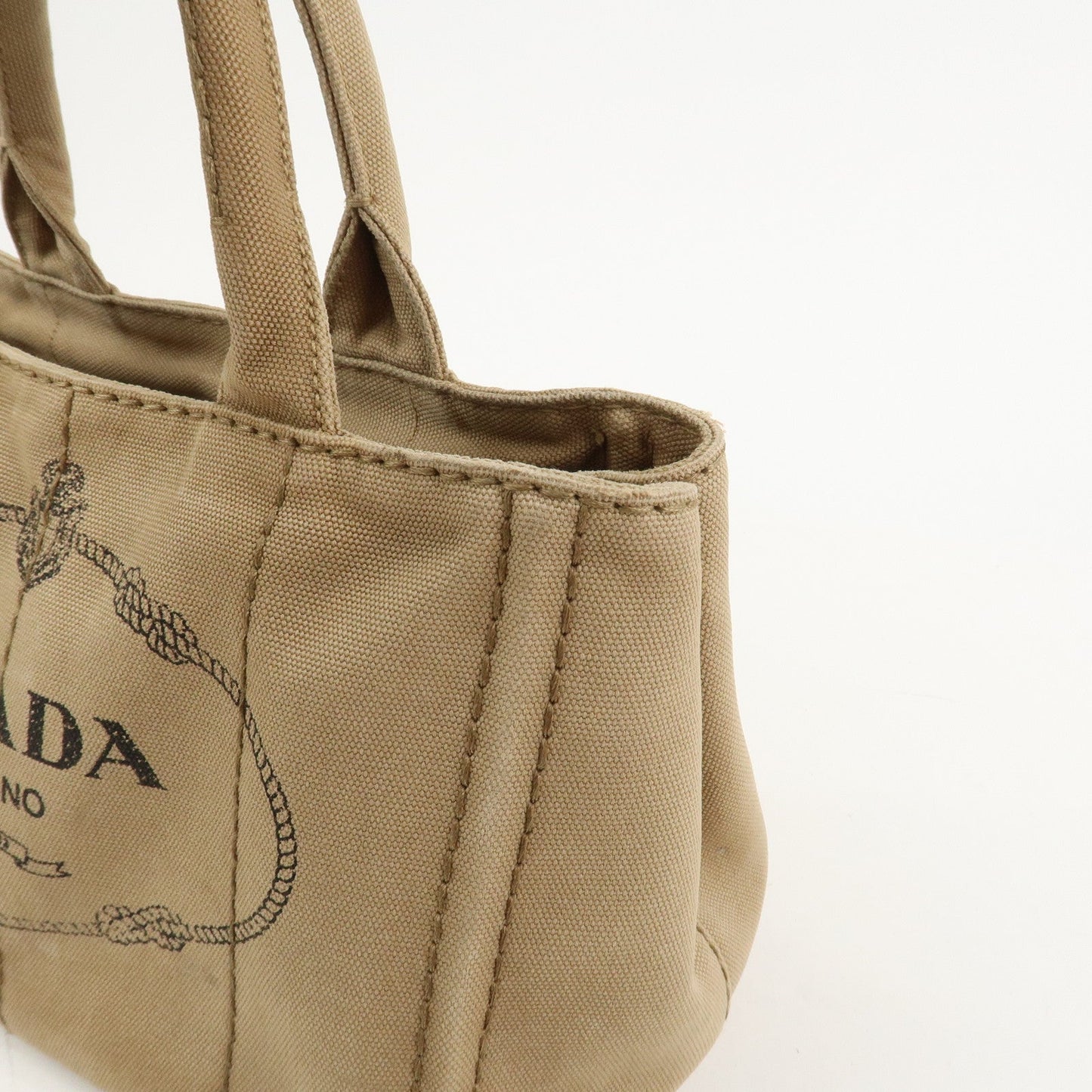 Prada Logo Canapa Mini Canvas 2Way Bag Hand Bag Beige 1BG439【Pre-order】