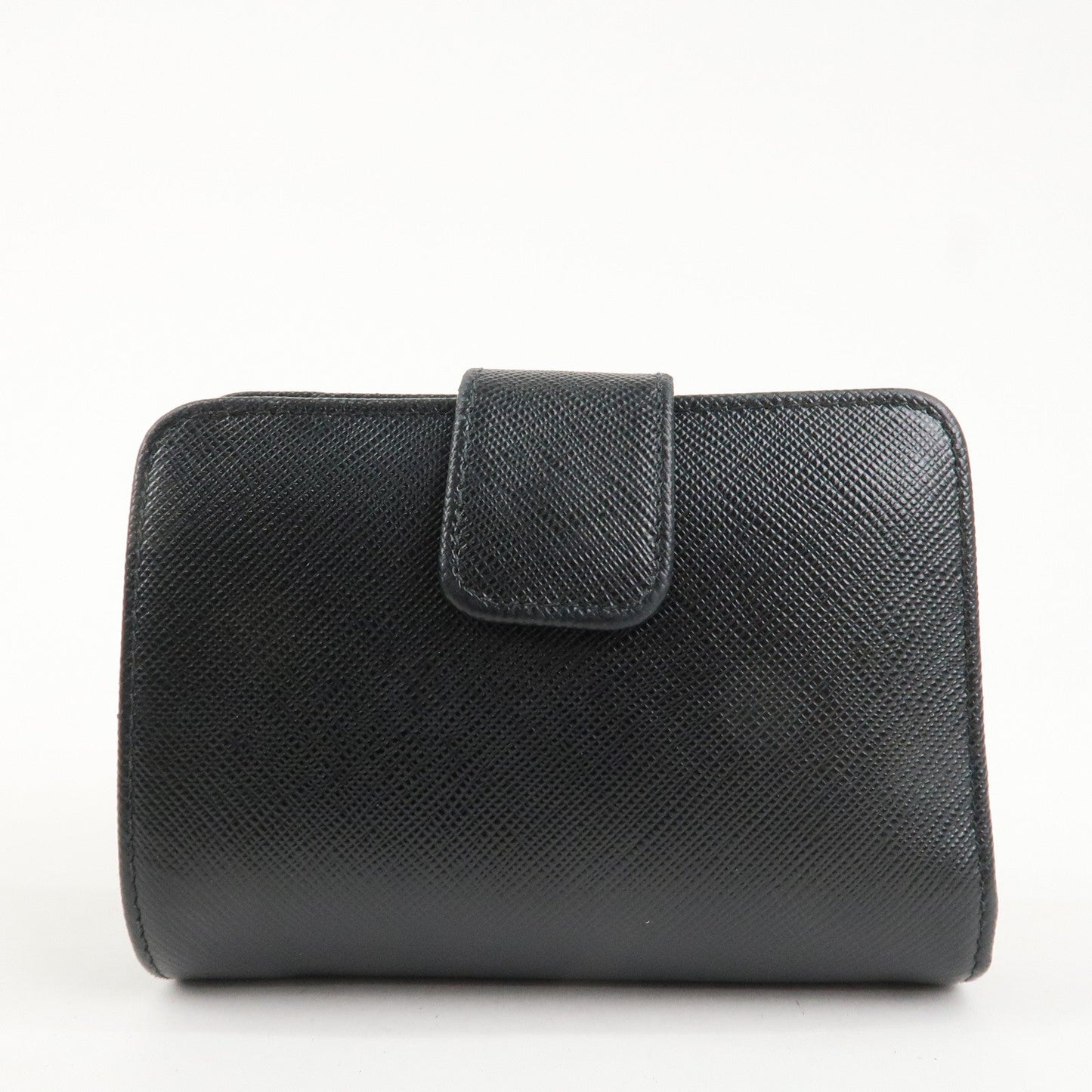 Prada Saffiano Leather Bi-Fold Wallet Black Red Gold 1ML018 Used【Pre-order】