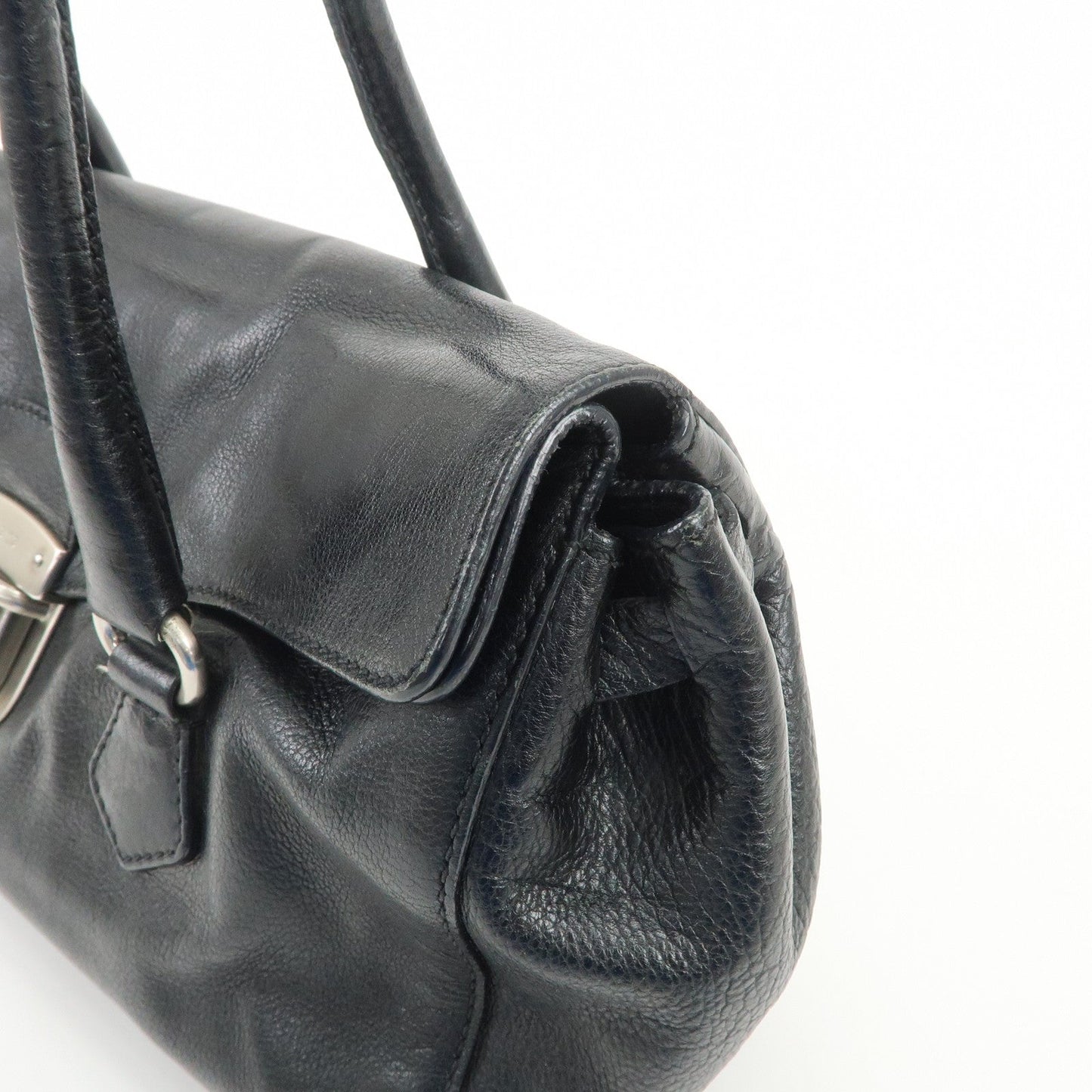 Prada Triangle Logo Leather Shoulder Bag Hand Bag Black【Pre-order】