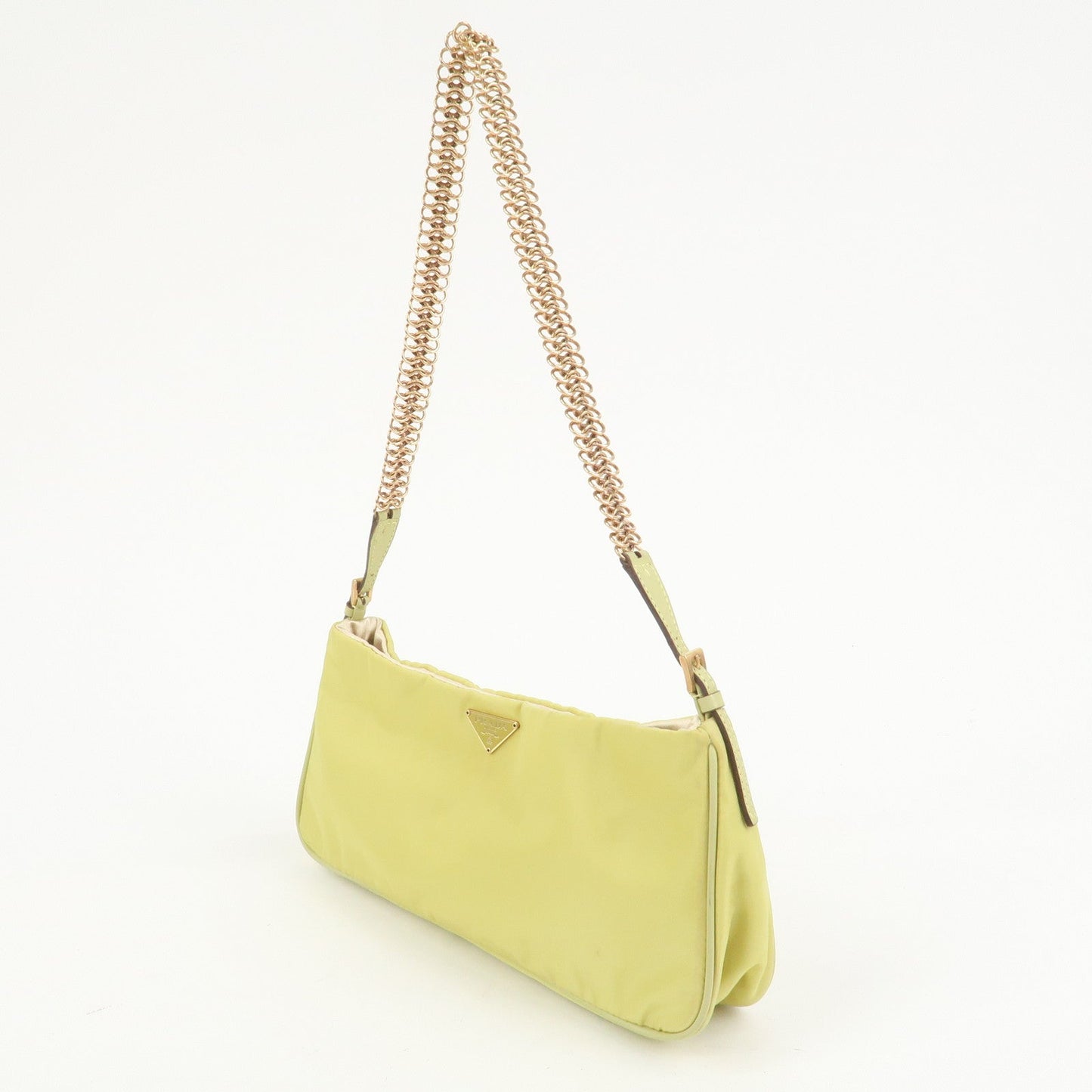 Prada Triangle Logo Nylon Leather Shoulder Bag Yellow BR0107【Pre-order】