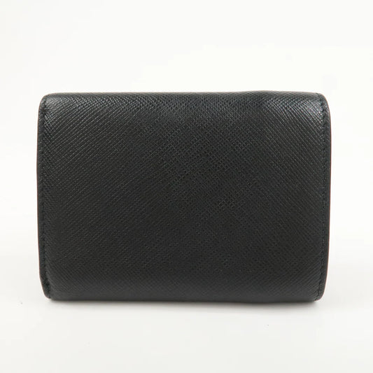 Prada Logo Saffiano Metal Tri-fold Small Wallet Black【Pre-order】