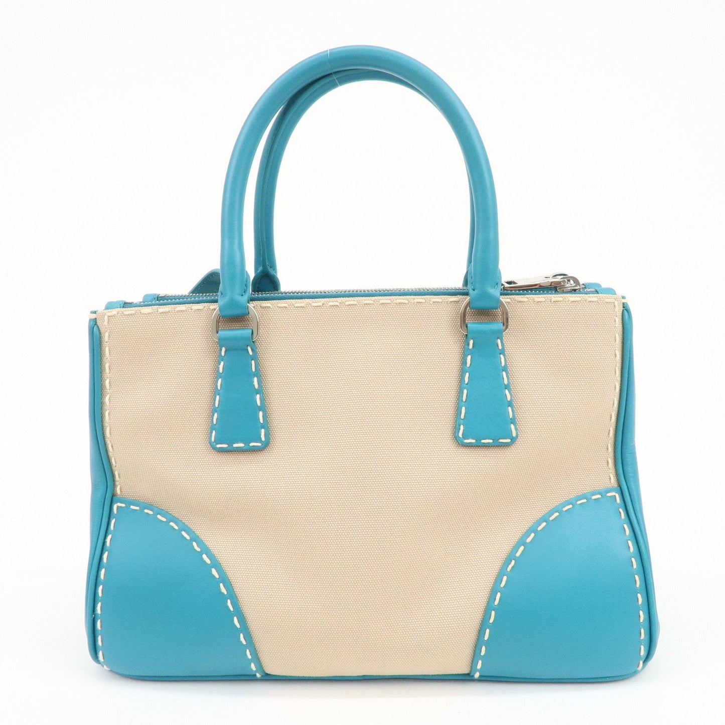 Prada Triangle Logo Canvas 2Way Bag Hand Bag Tote Bag Blue B1801K【Pre-order】