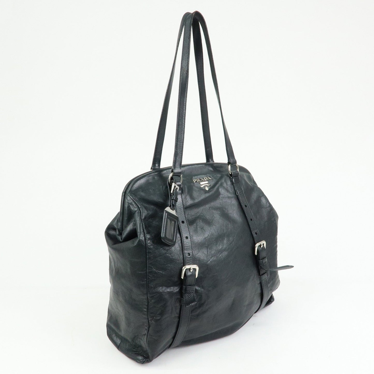 Prada Logo Leather Shoulder Bag Tote Bag Black Silver【Pre-order】
